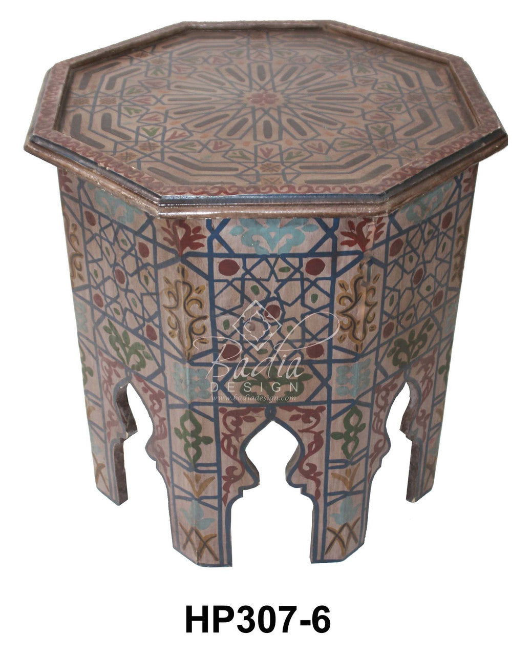 Hand Painted Octagon Shaped Side Table