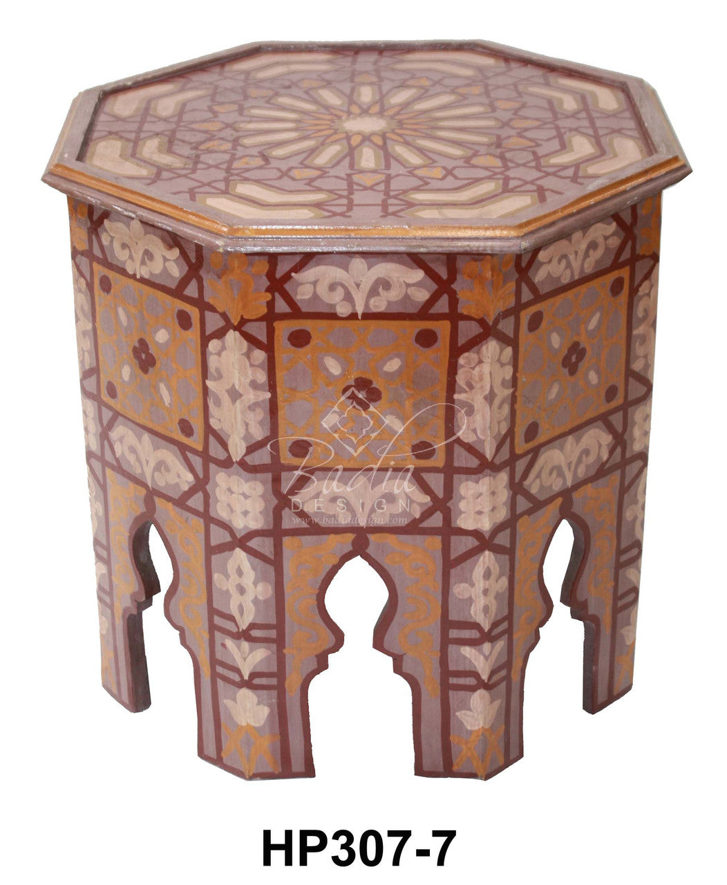 Hand Painted Octagon Shaped Side Table