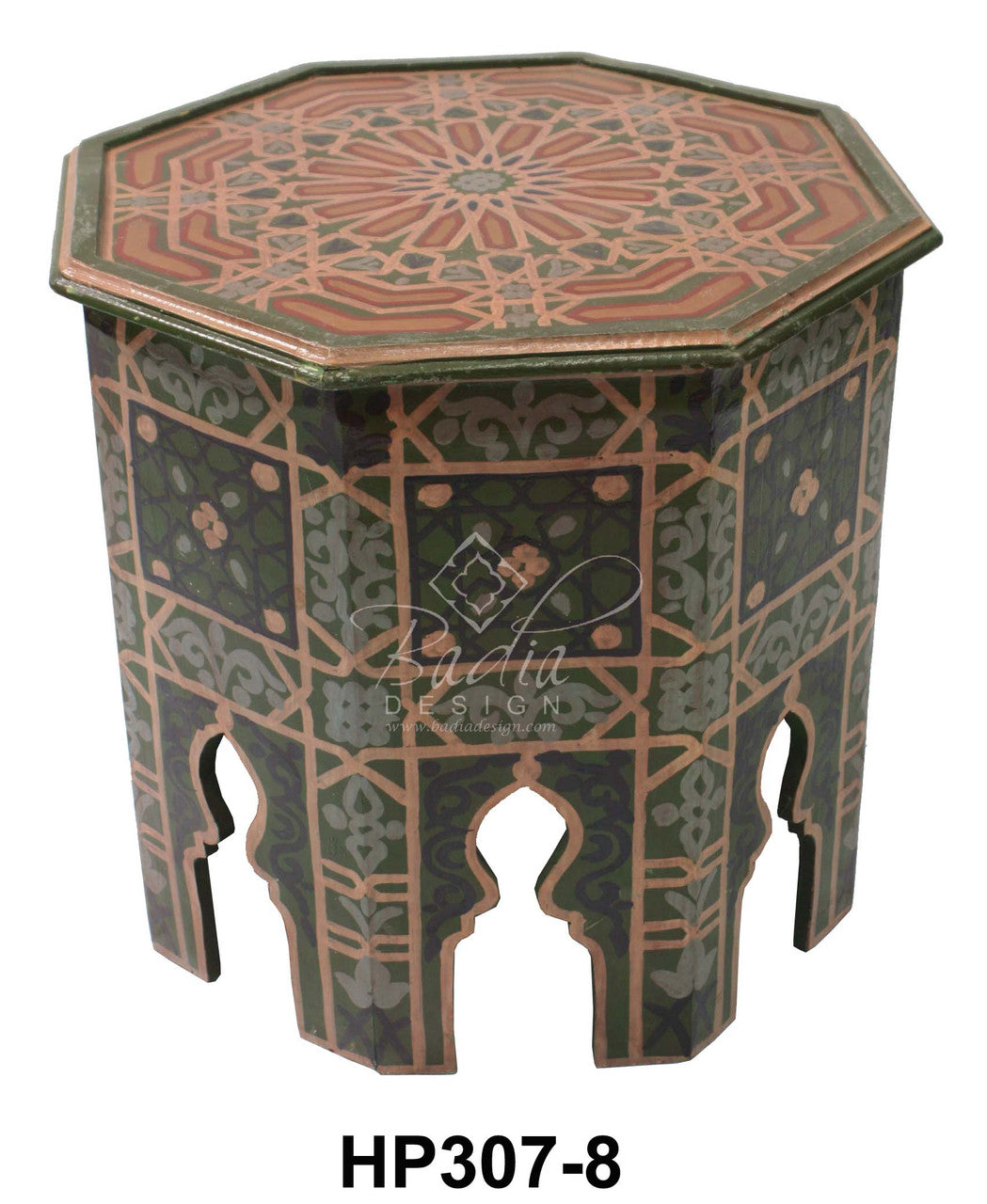 Hand Painted Octagon Shaped Side Table