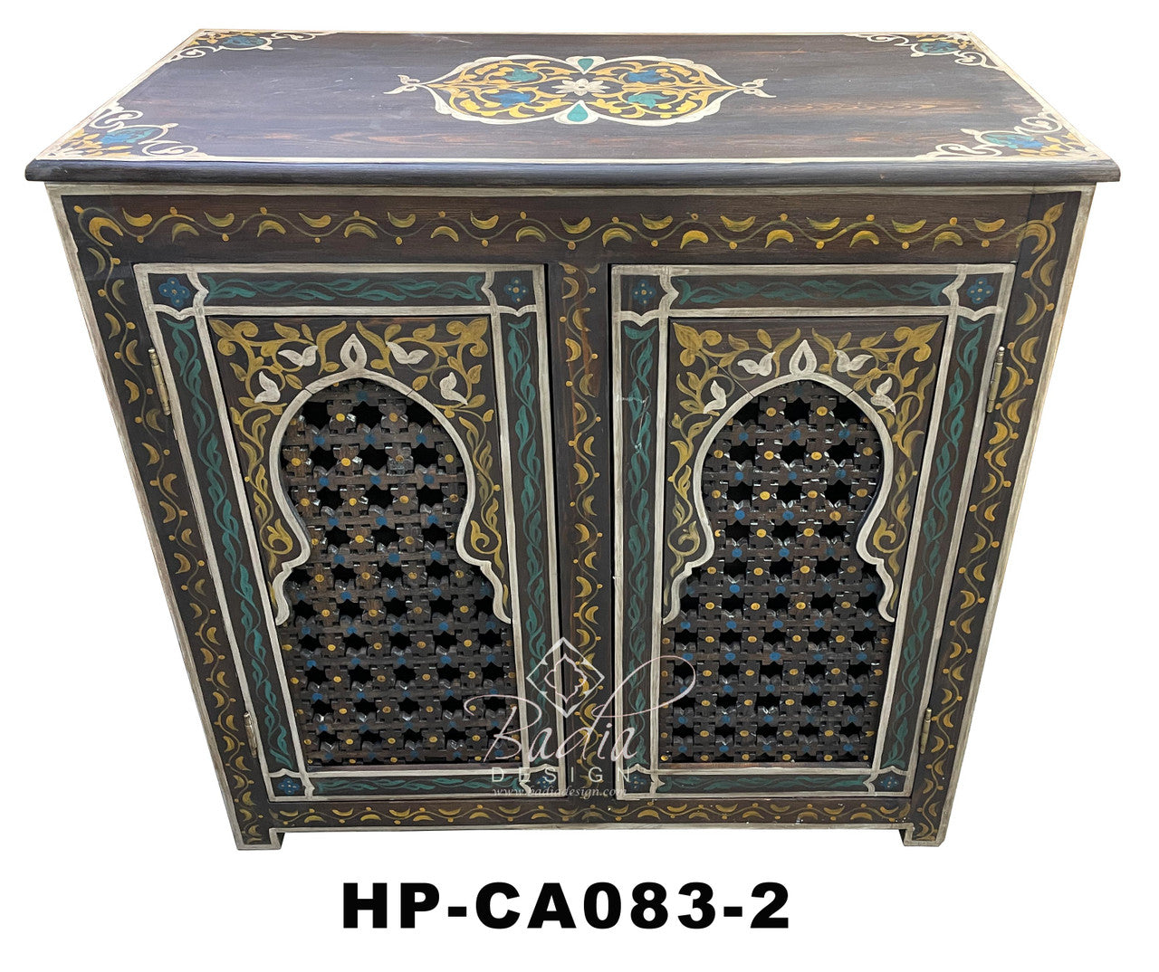 Multi-Color Cedar Carved Hand Painted Cabinet