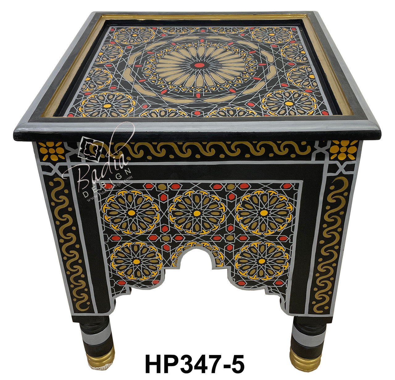 Vivid Color Hand Painted Square Side Table