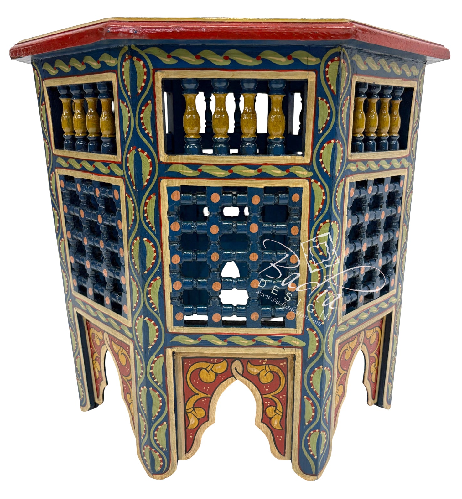 Decorative wine rack with intricate patterns on a white background
