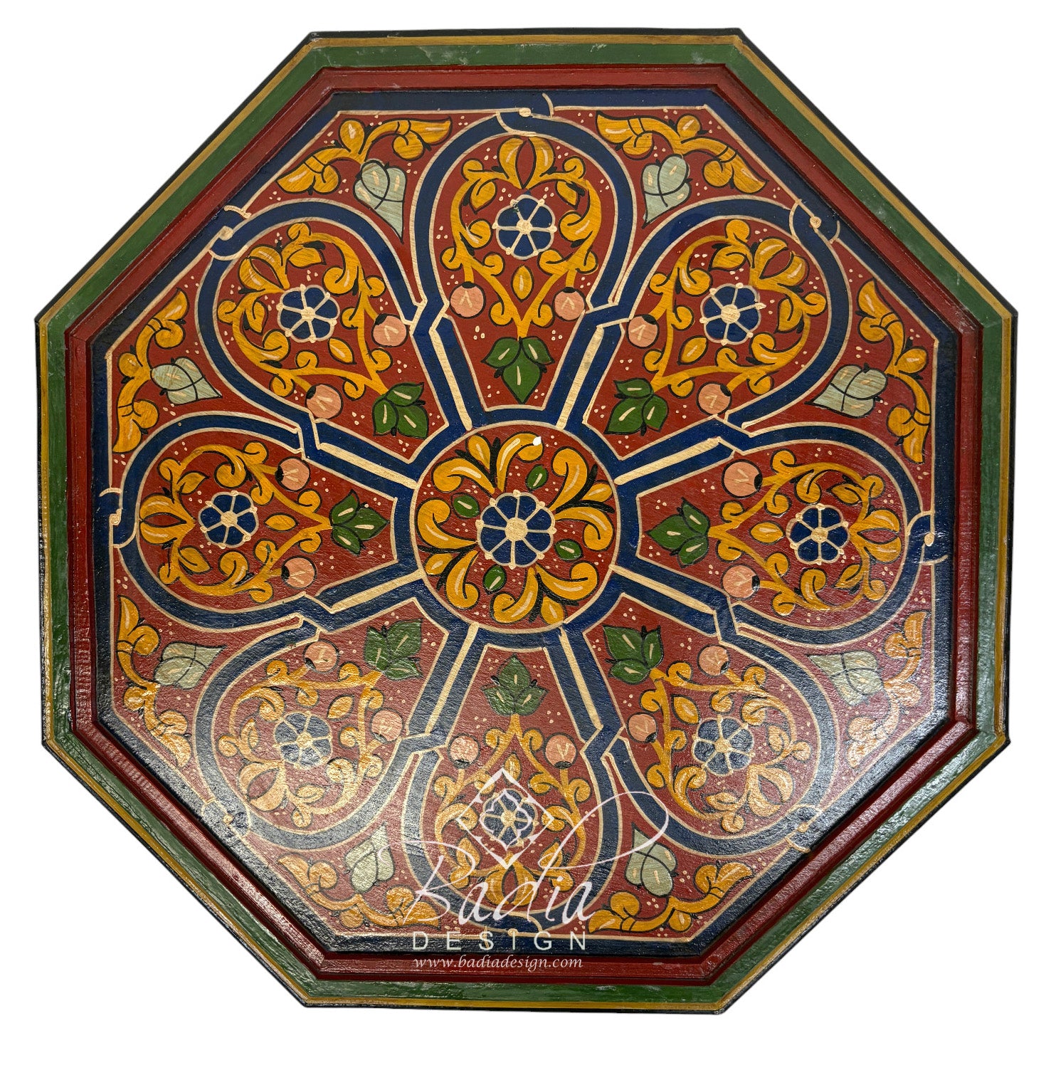 Decorative octagonal panel with intricate floral patterns on a white background