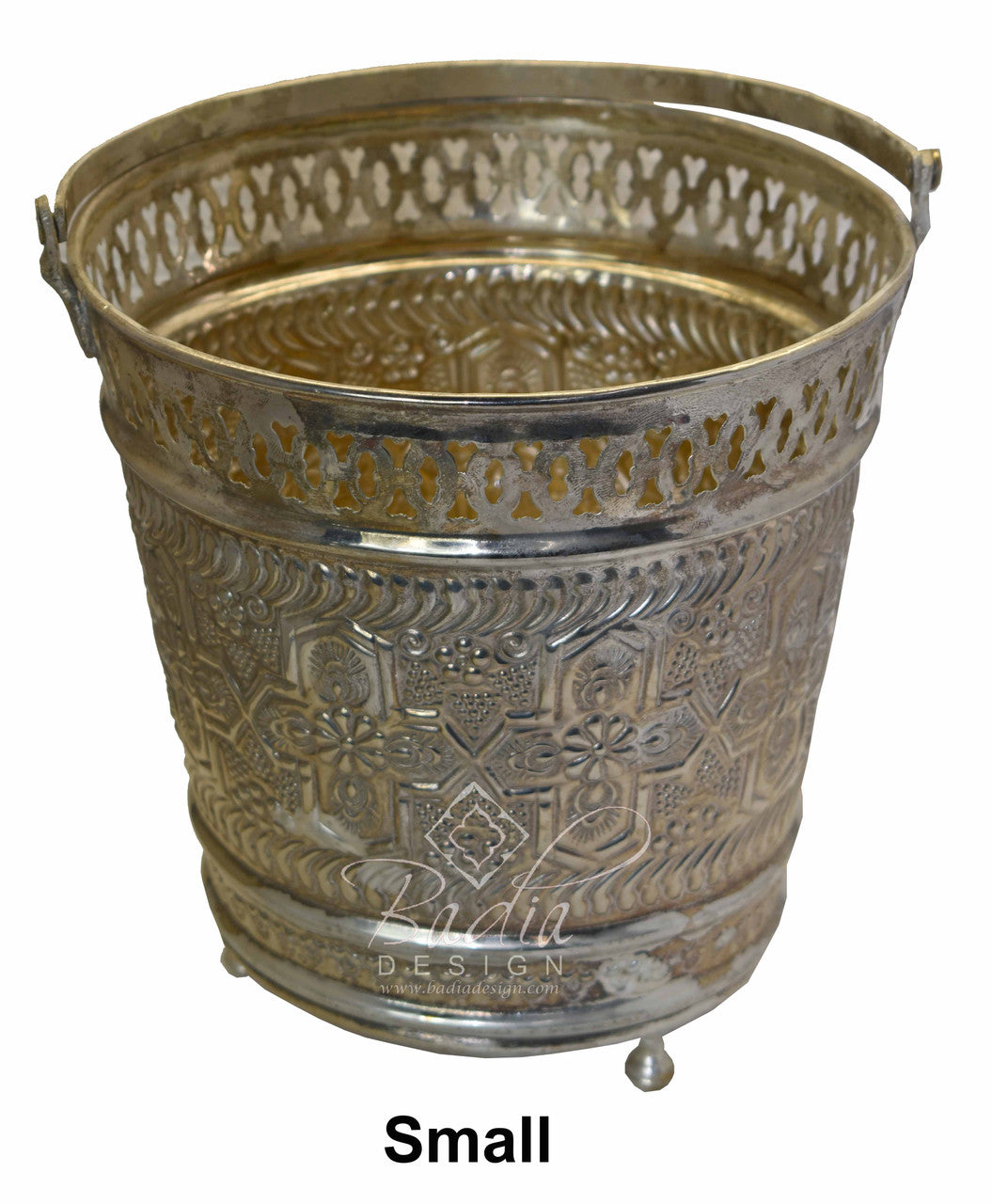 Handmade Embossed Silver Bucket