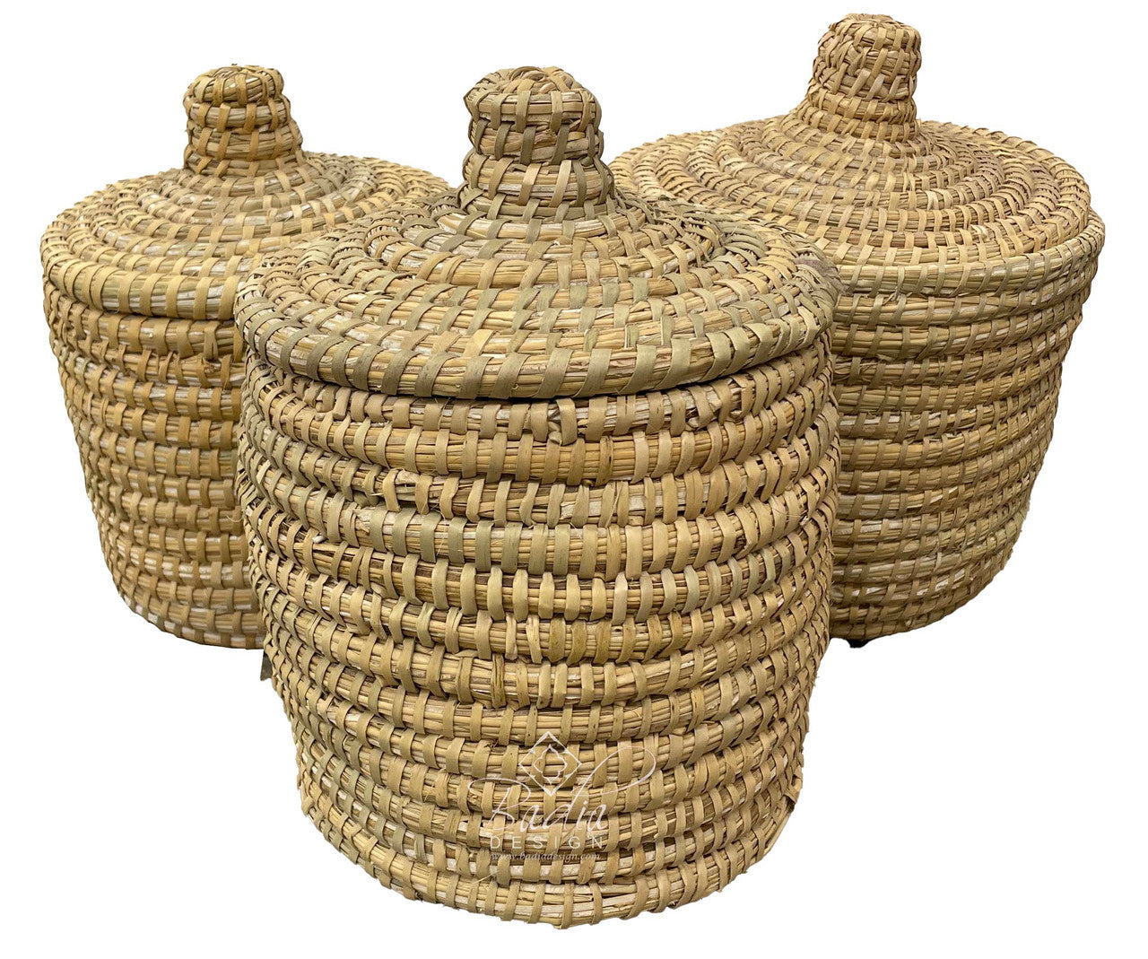Handwoven Straw Basket with Lid