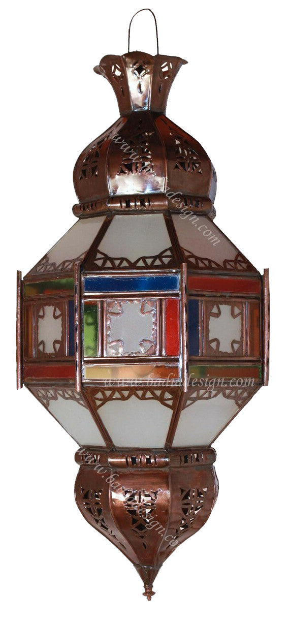 Hanging Lantern with Multi Color Glass