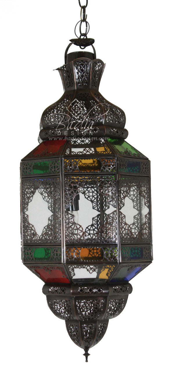 Hanging Multi Color Glass Lantern