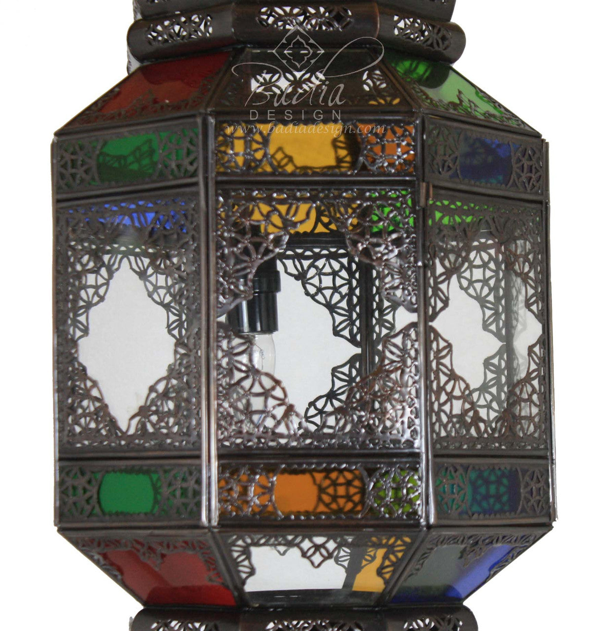 Hanging Multi Color Glass Lantern