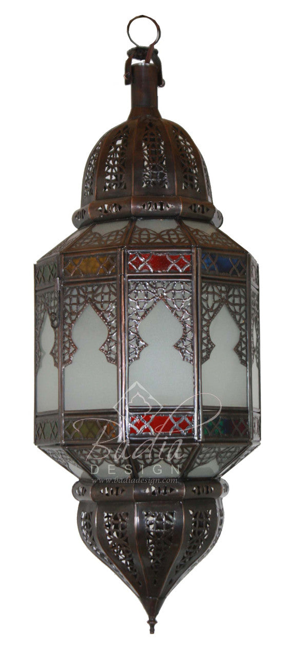Hanging Multi Color Glass Lantern