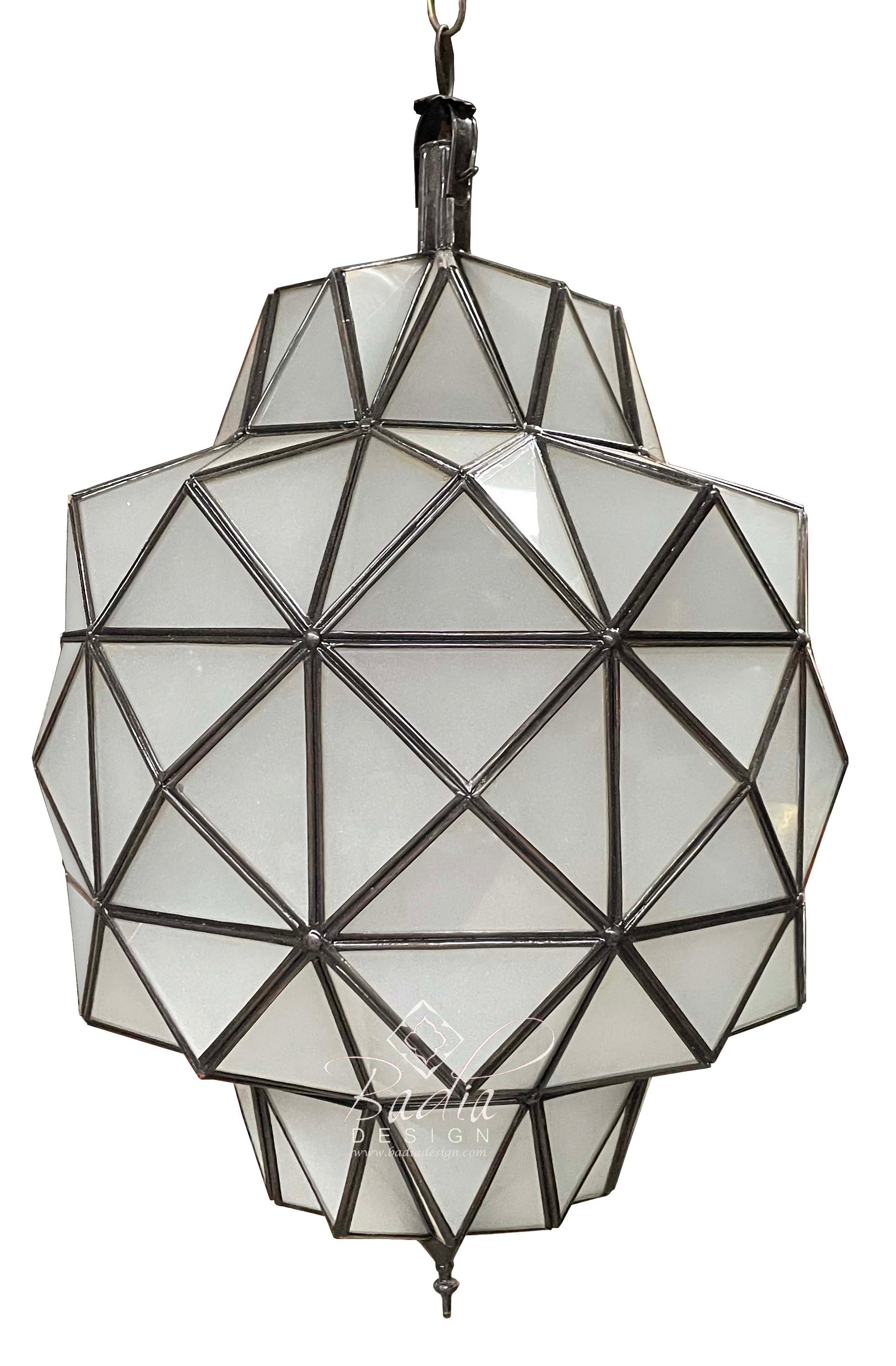 Hanging White Glass Lantern