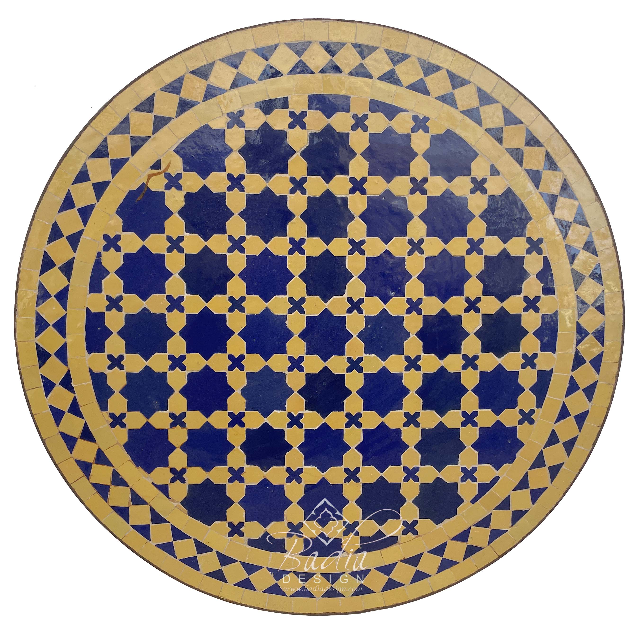 24" Blue and Yellow Intricately Designed Tile Table Top