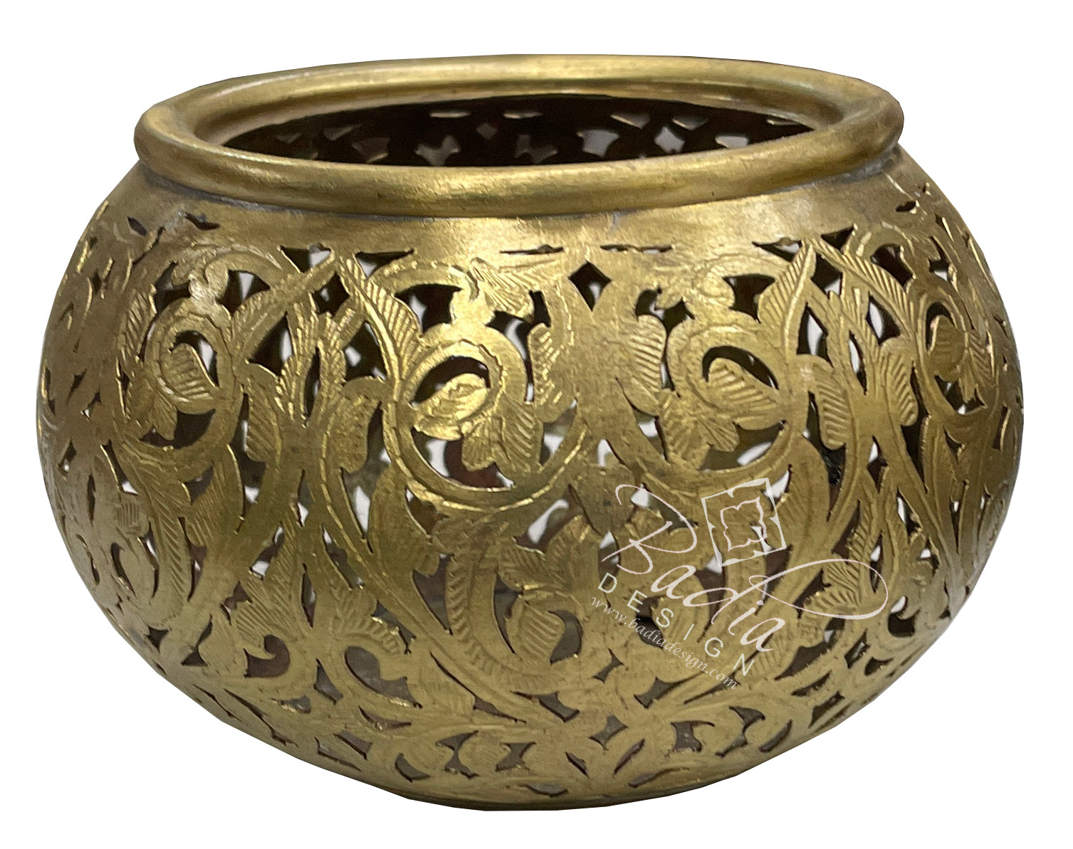 Intricate Hand Punched Brass Candle Holder