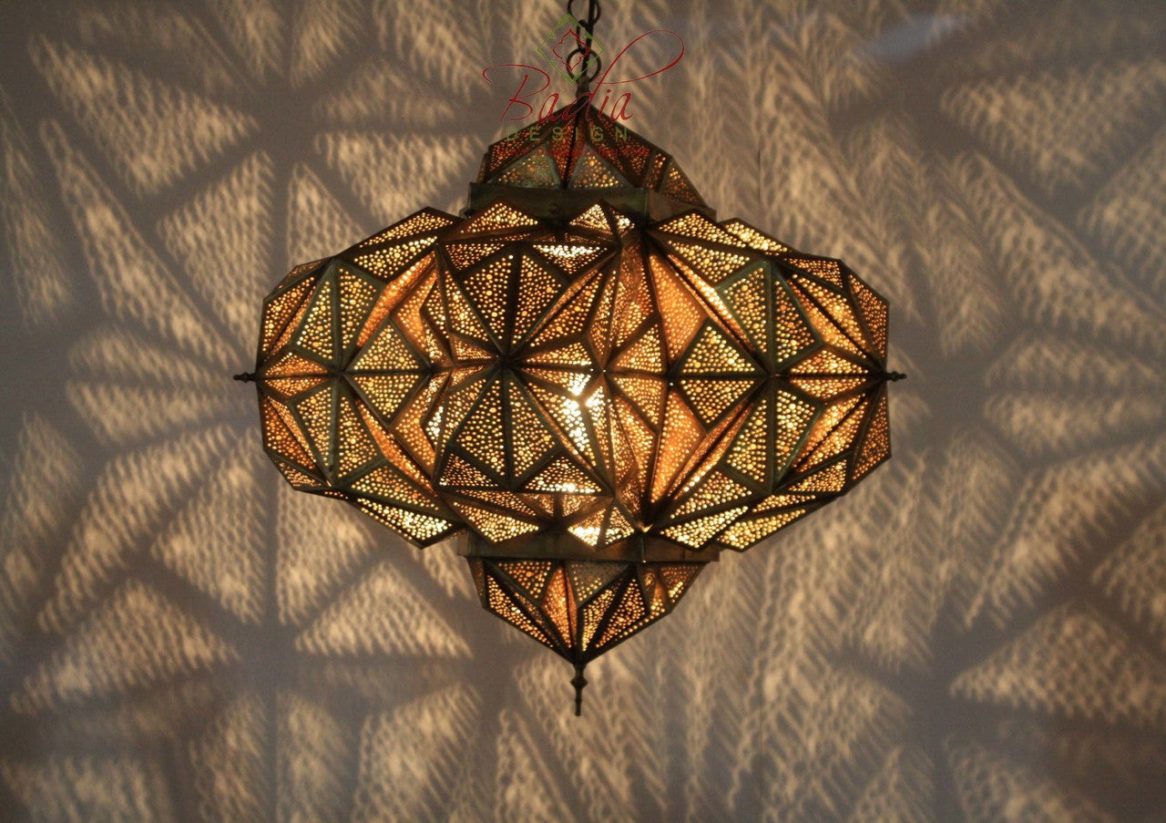 Moroccan Brass Chandelier with Intricate Designs