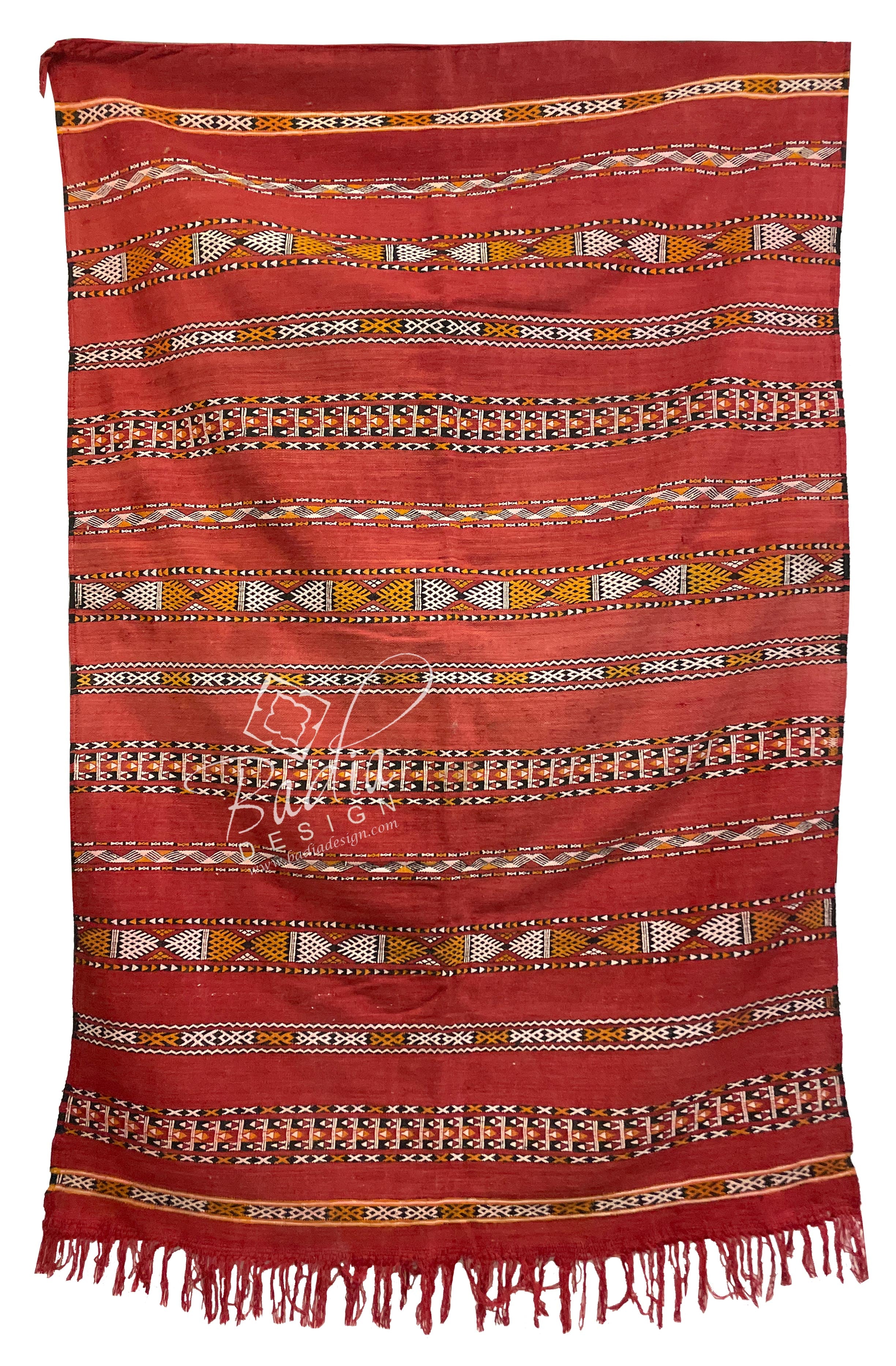 Red Multi-Color Authentic Moroccan Kilim Rug