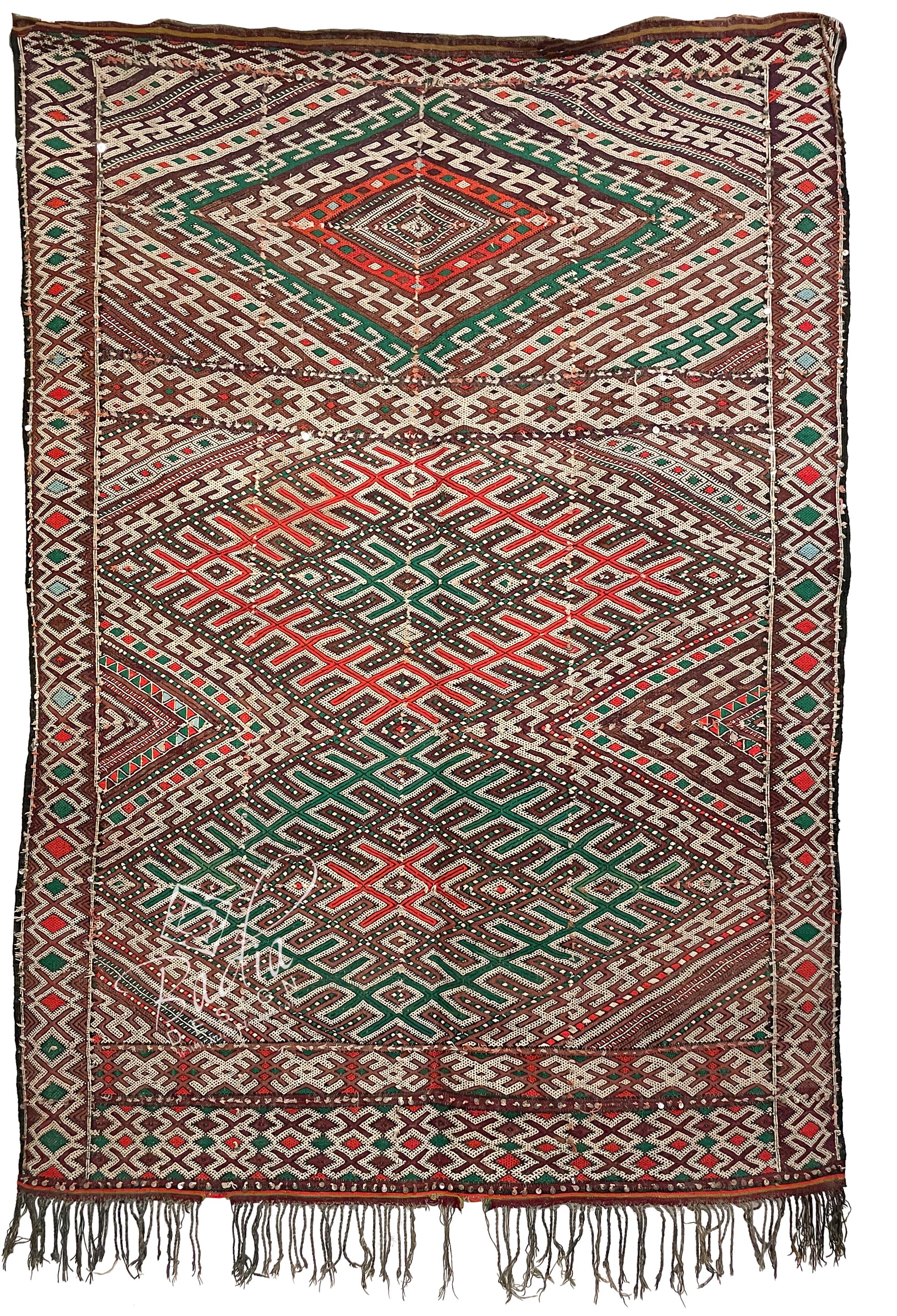 Moroccan Multi-Color Kilim Rug with Tribal Designs
