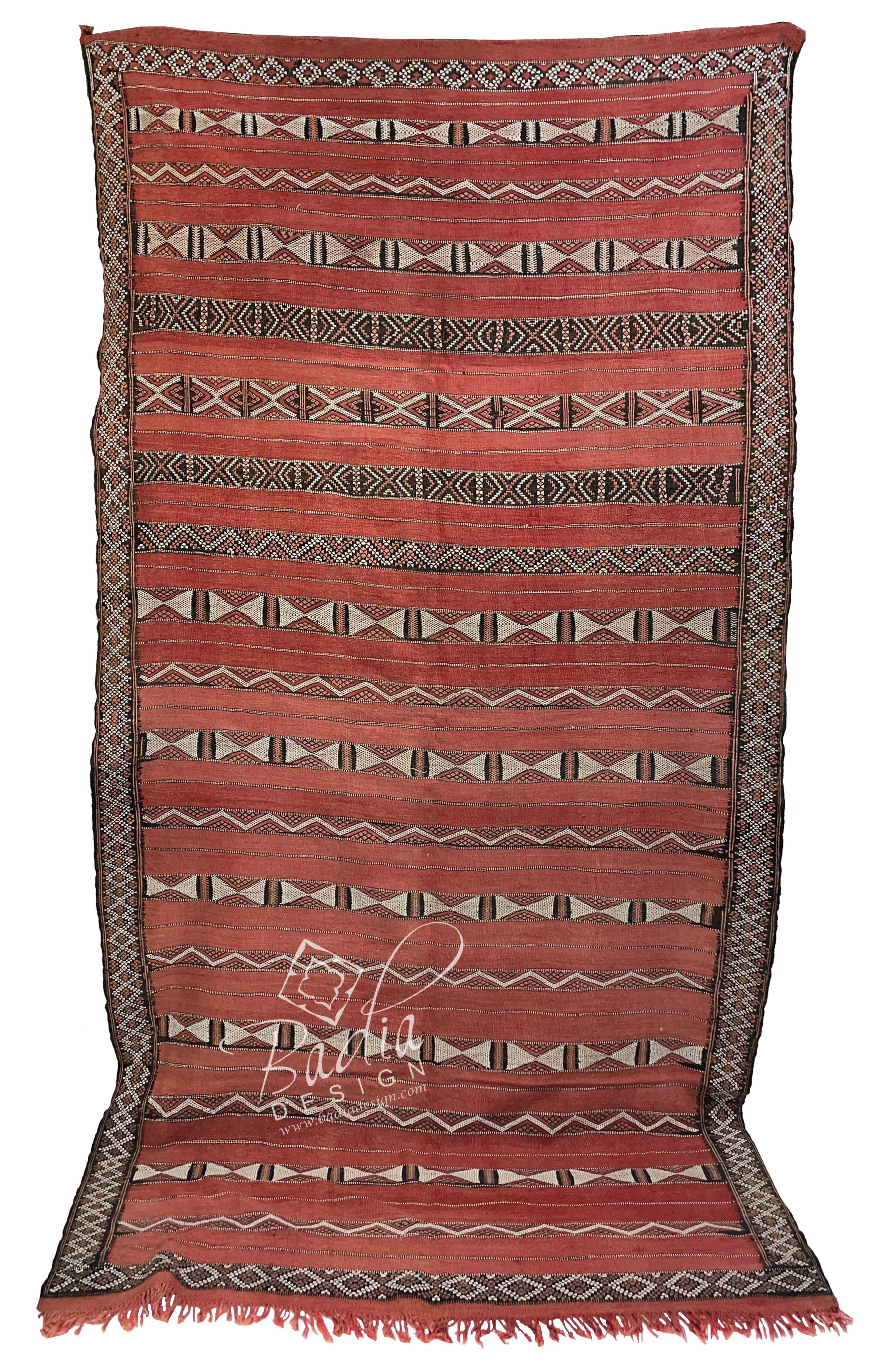 Red Multi-Color Handmade Moroccan Kilim Rug
