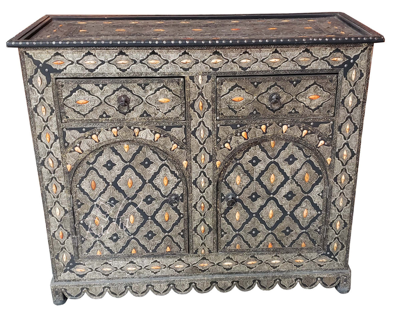 Large Vintage Metal and Bone Cabinet