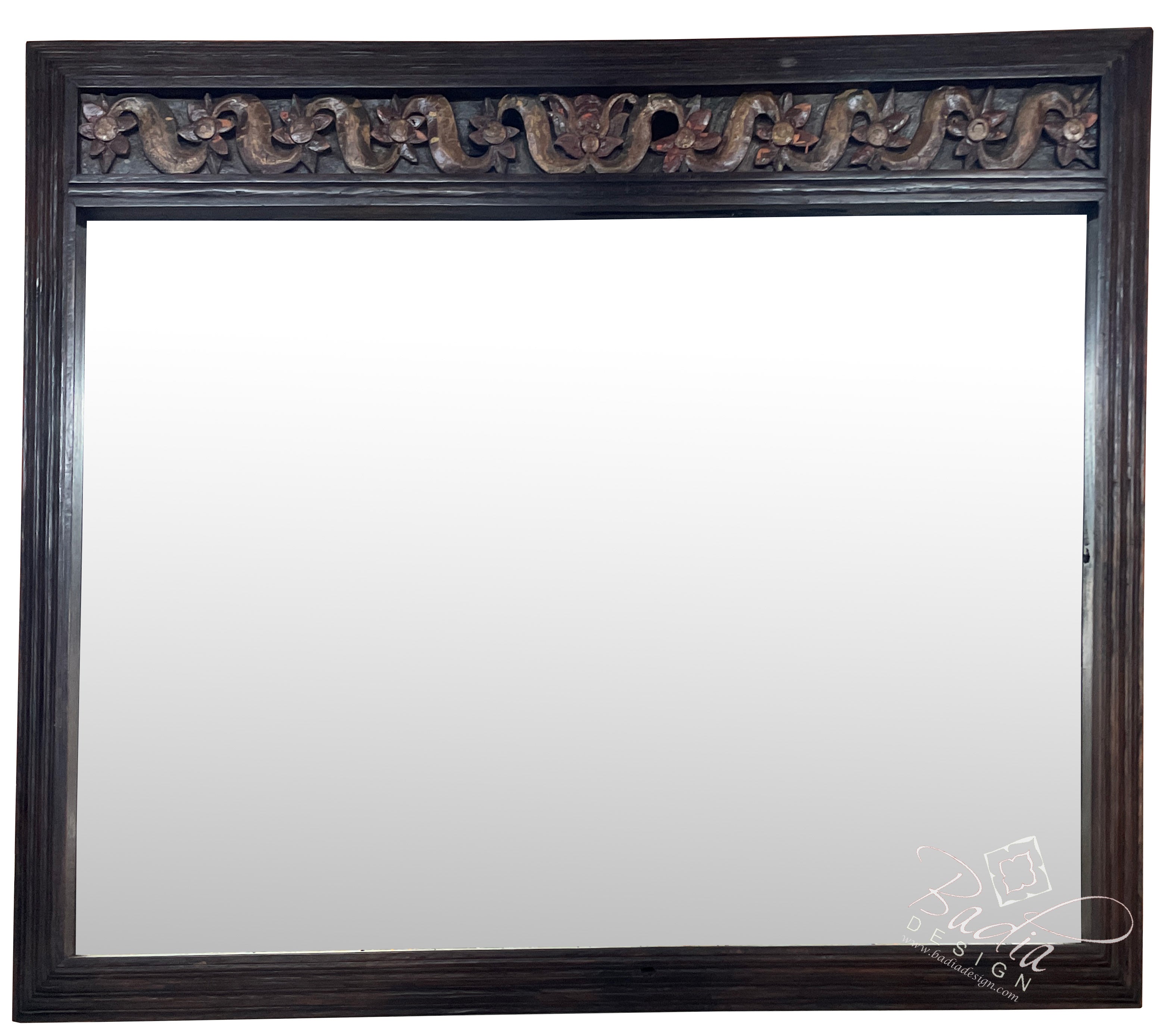 Large Vintage Hand Carved Wooden Frame Mirror