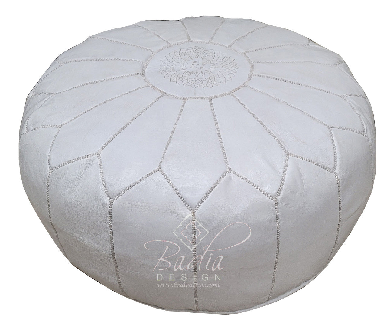 Large Round Moroccan Premium Leather Pouf