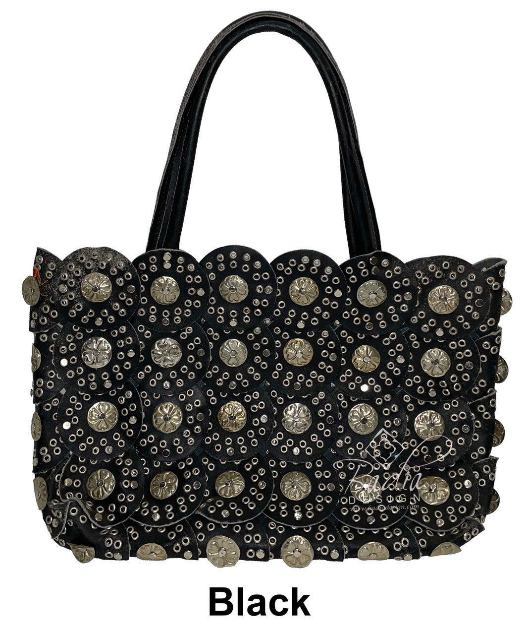 Leather and Studded Metal Handbag