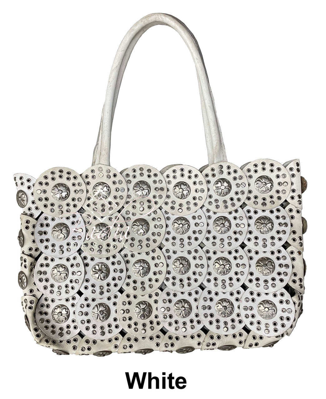 Leather and Studded Metal Handbag