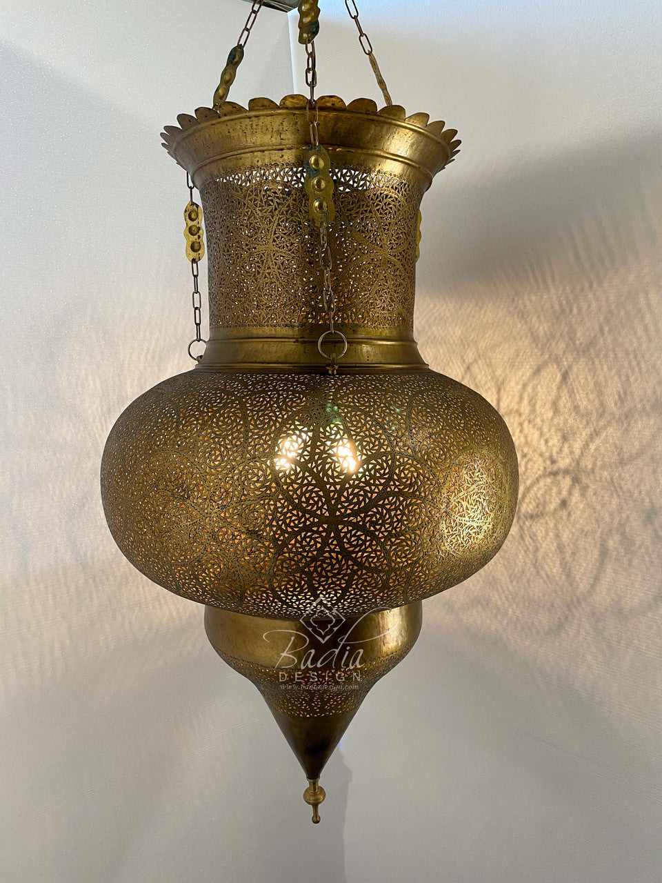 Large Intricately Designed Brass Chandelier