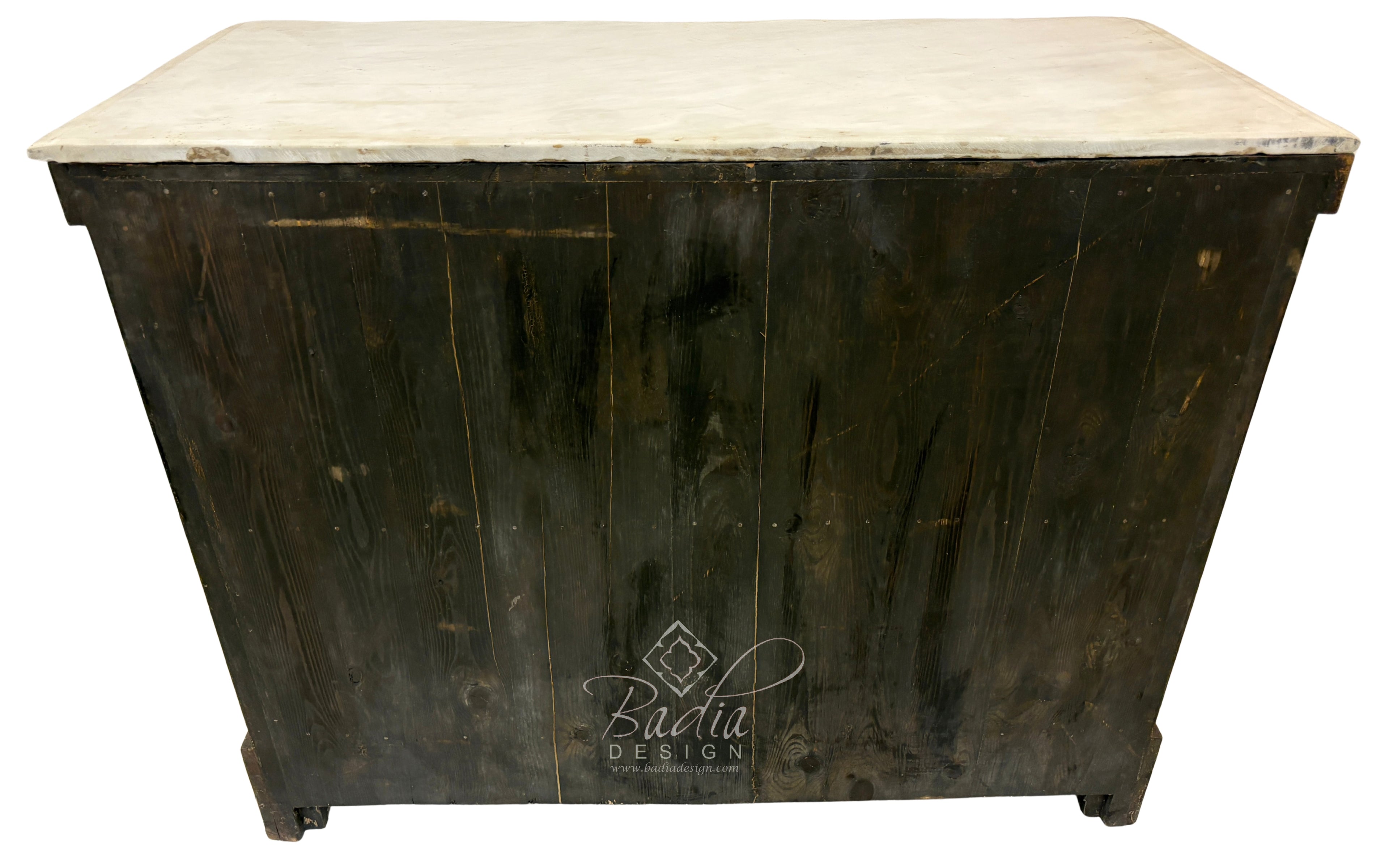 White Mother of Pearl Inlay Dresser with Three Drawers and Light Stained