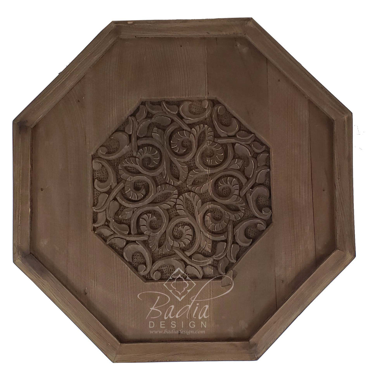 Hand Carved Light Stained Cedar Wood Table