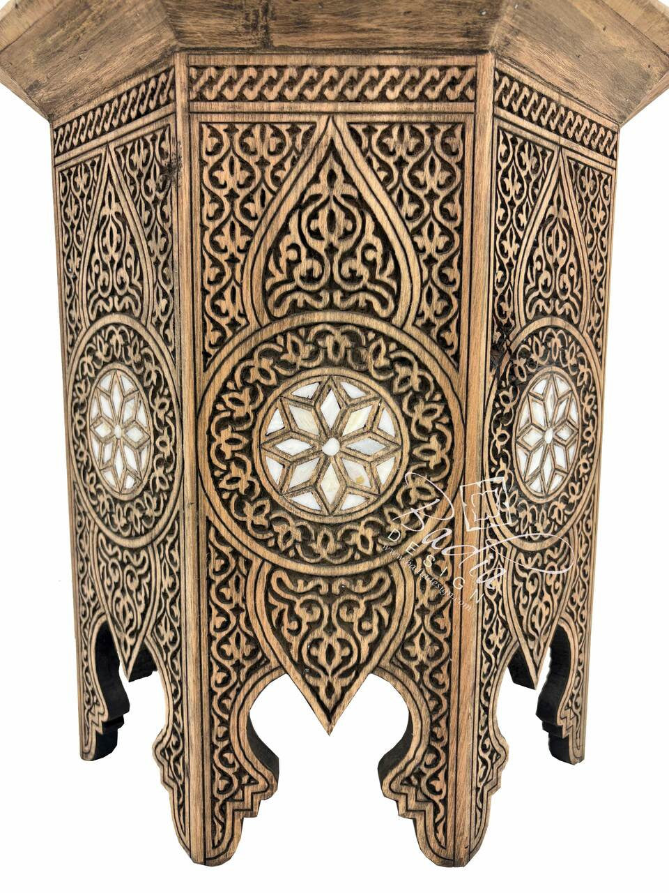 Light Stained Mother of Pearl Inlay Side Table