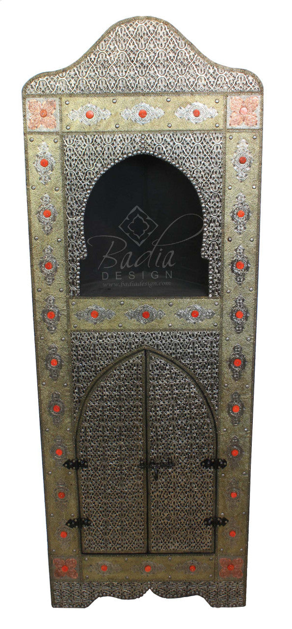 Metal and Bone Corner Cabinet and Shelf