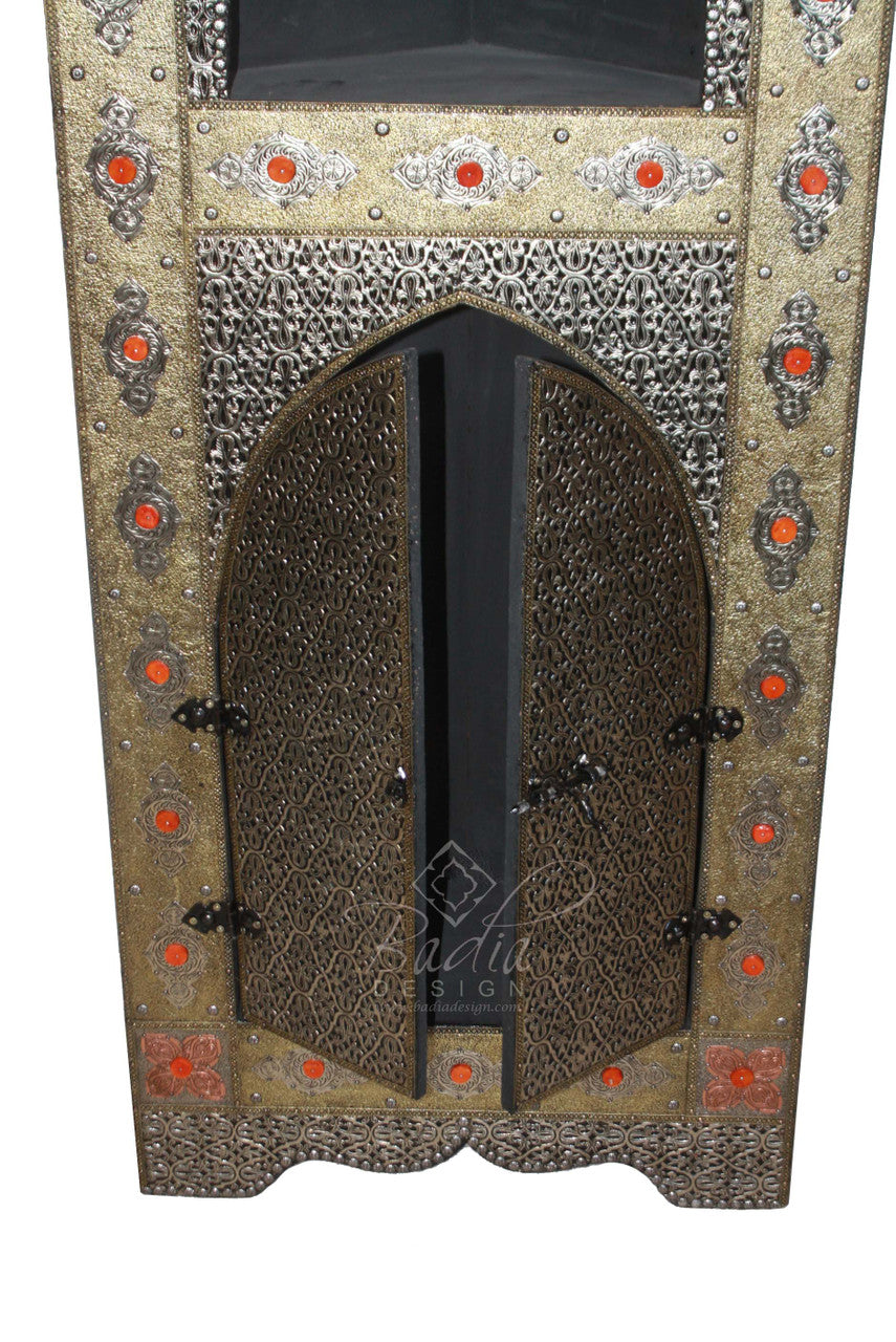 Metal and Bone Corner Cabinet and Shelf