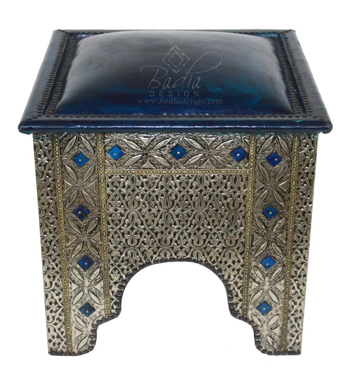 Metal and Bone Premium Leather Ottoman
