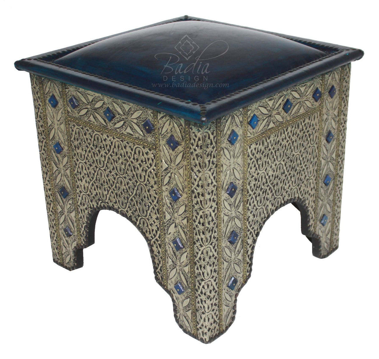 Metal and Bone Premium Leather Ottoman