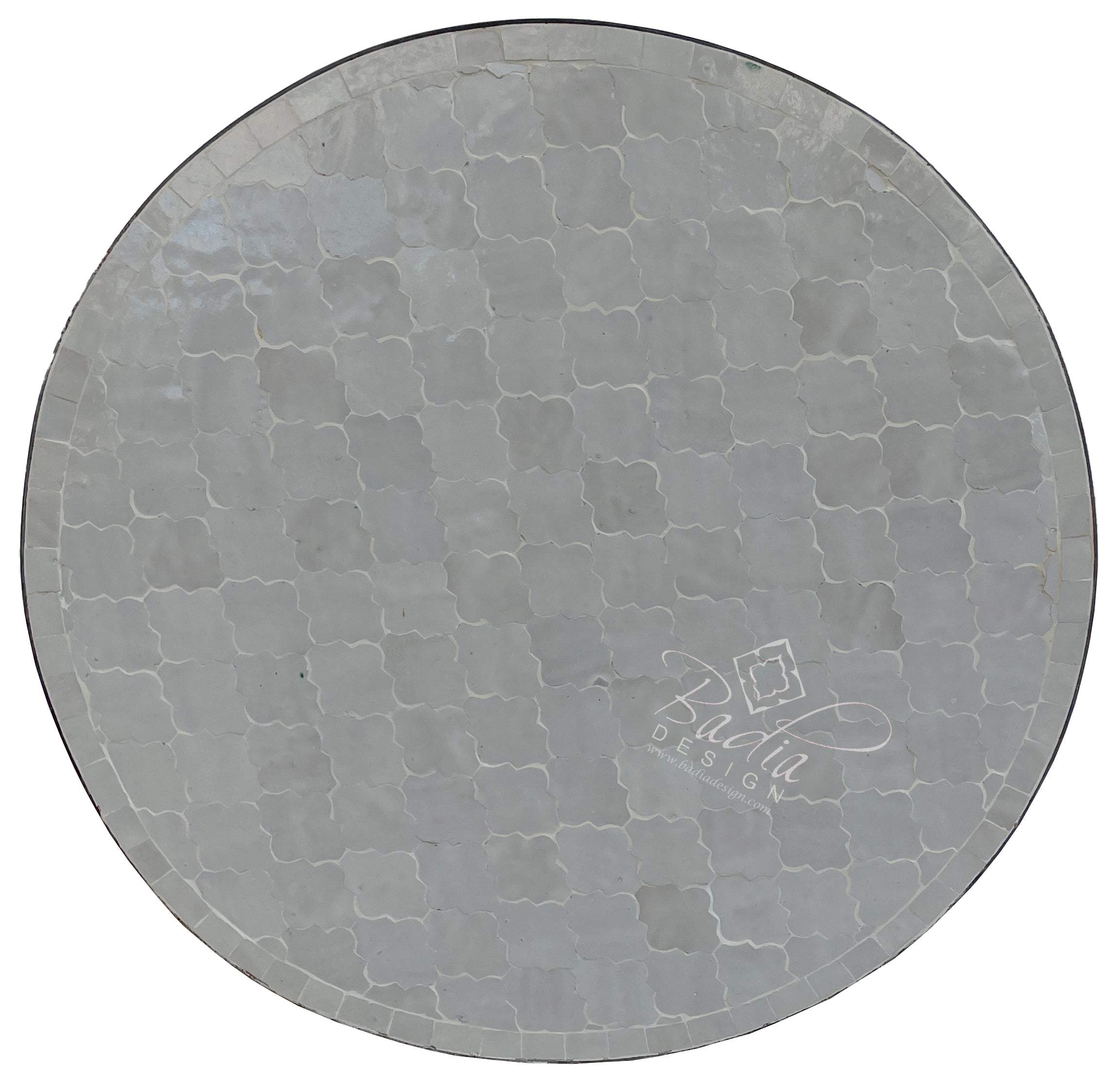 24" Intricately Designed Off White Round Tile Table Top