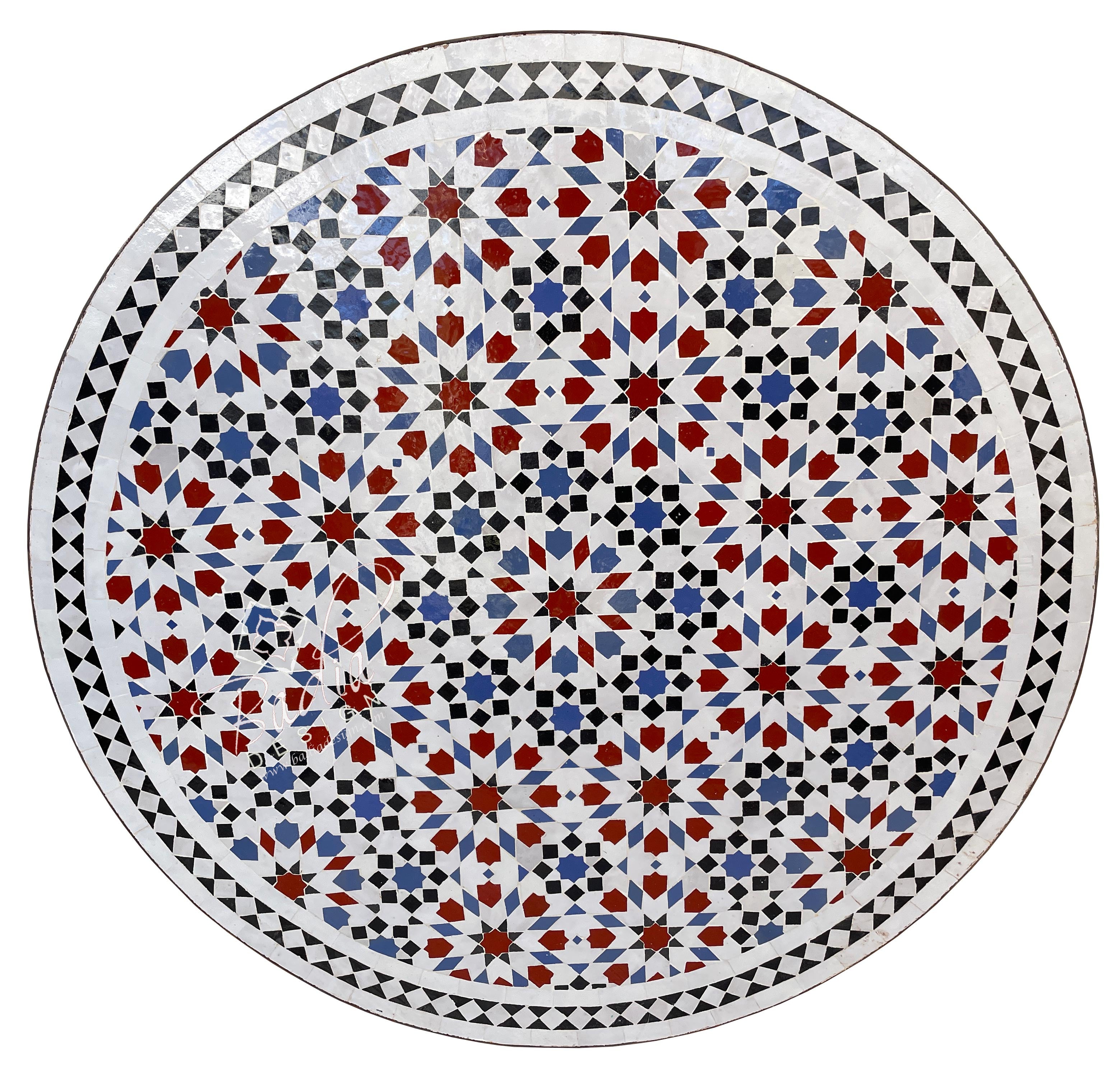 39" Round Moroccan Multi-Color Mosaic Tile Table Top