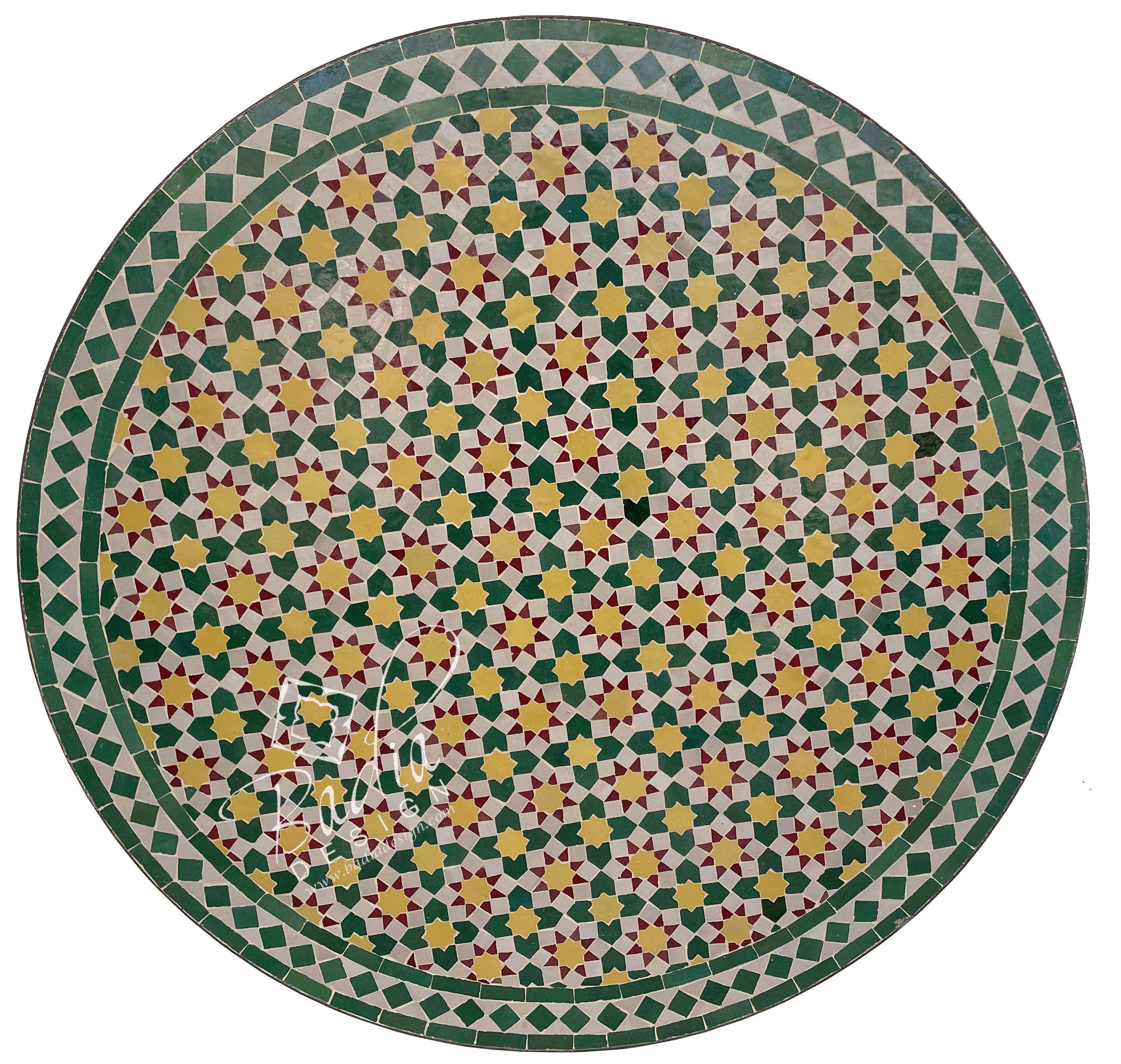39" Round Moroccan Mosaic Tile Table Top