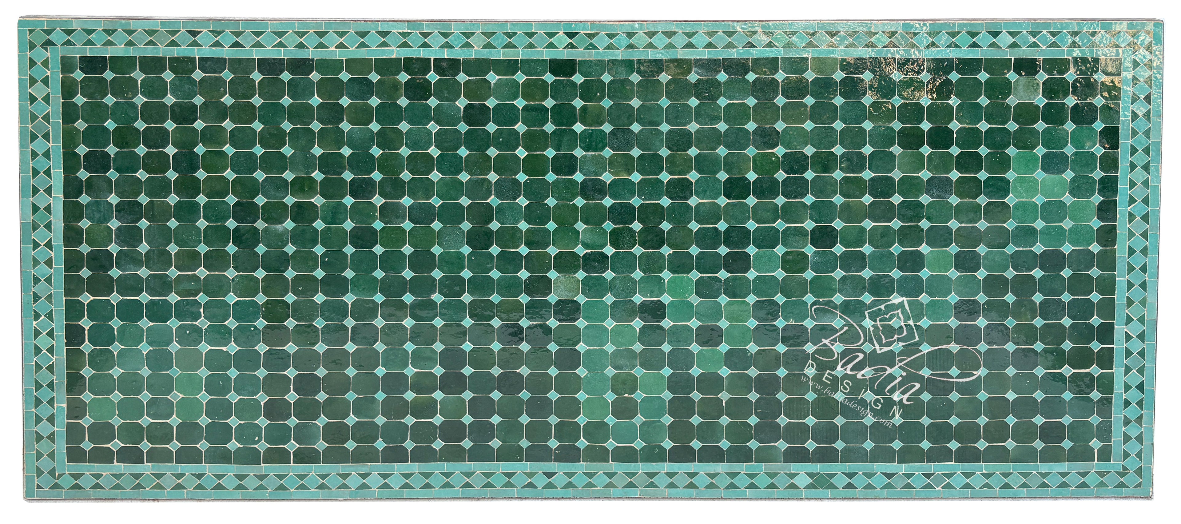 40"W x 80"L Green Rectangular Tile Table Top