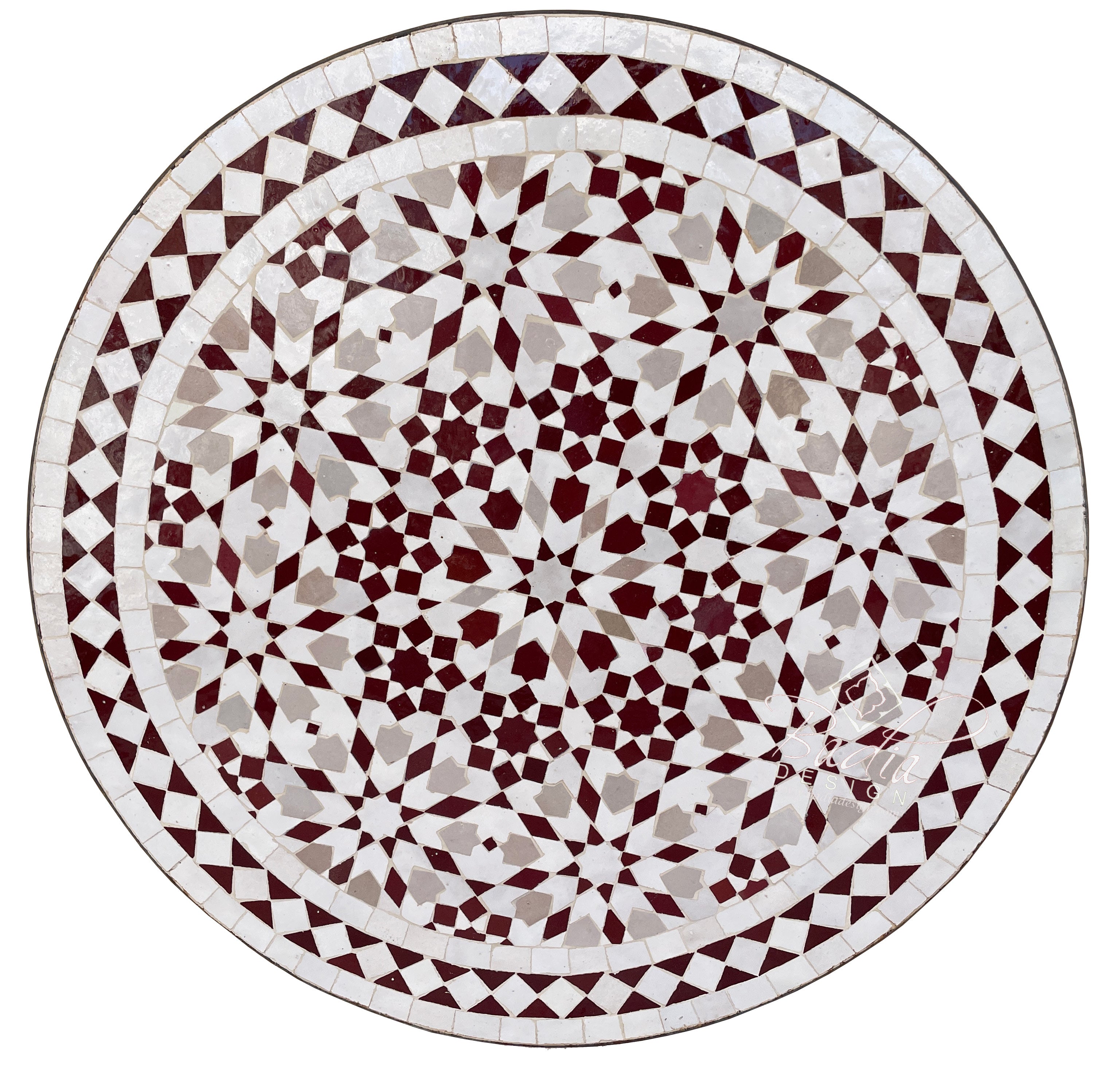 24" Intricately Designed Multi-Color Round Tile Table Top