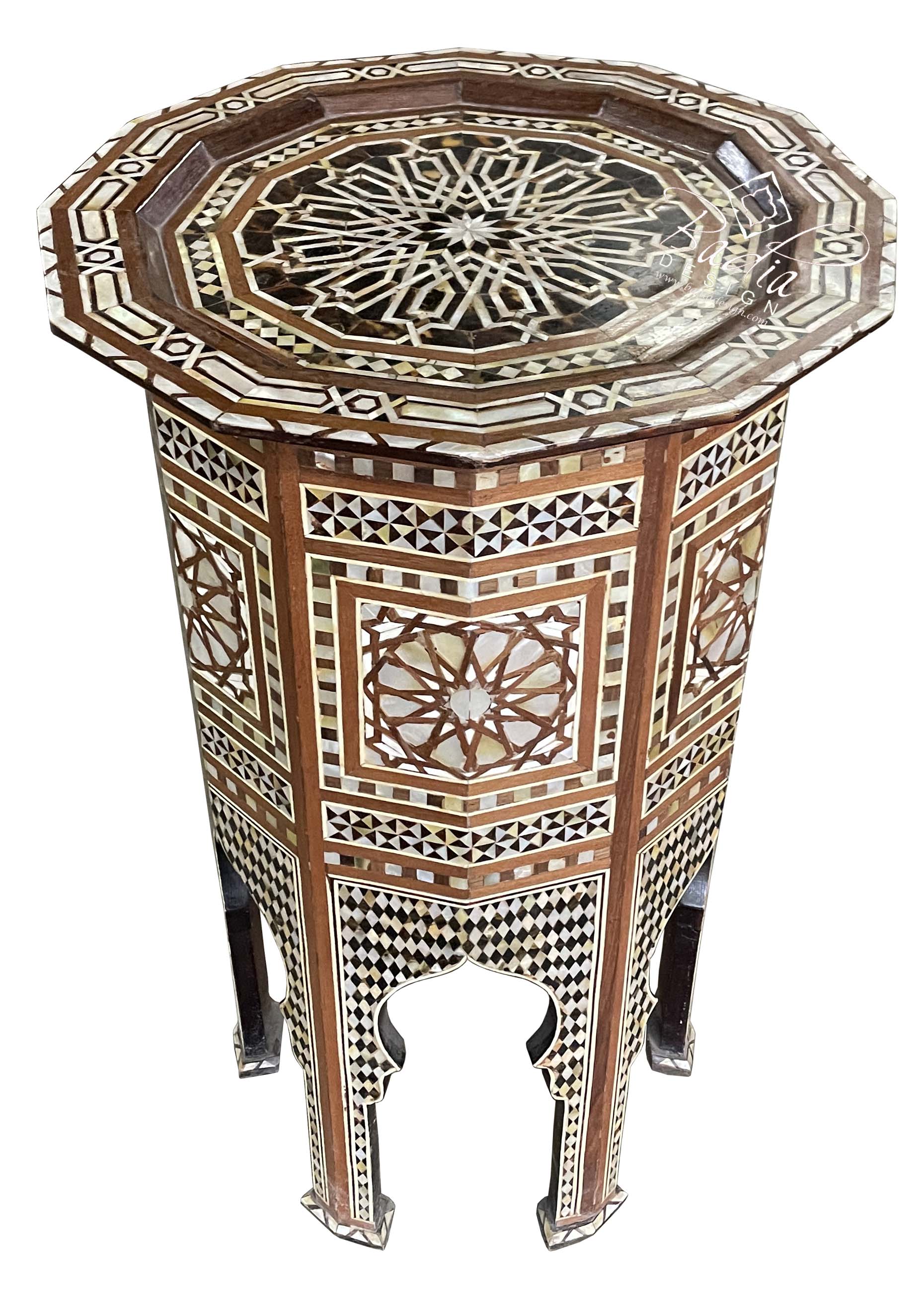 Mother of Pearl Inlay Wooden Side Table - MOP-ST132