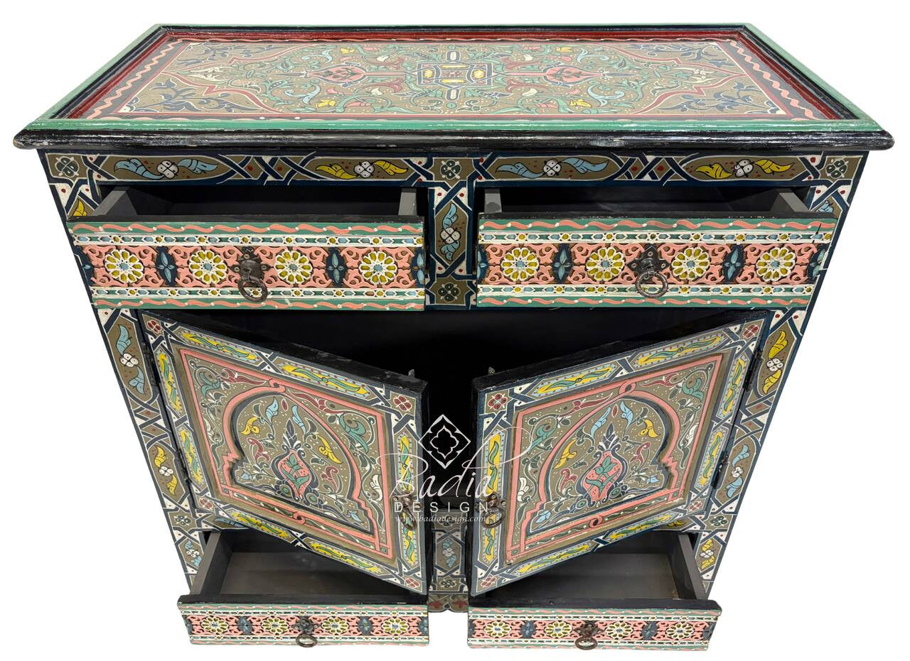 Multi-Color Hand Painted Storage Cabinets