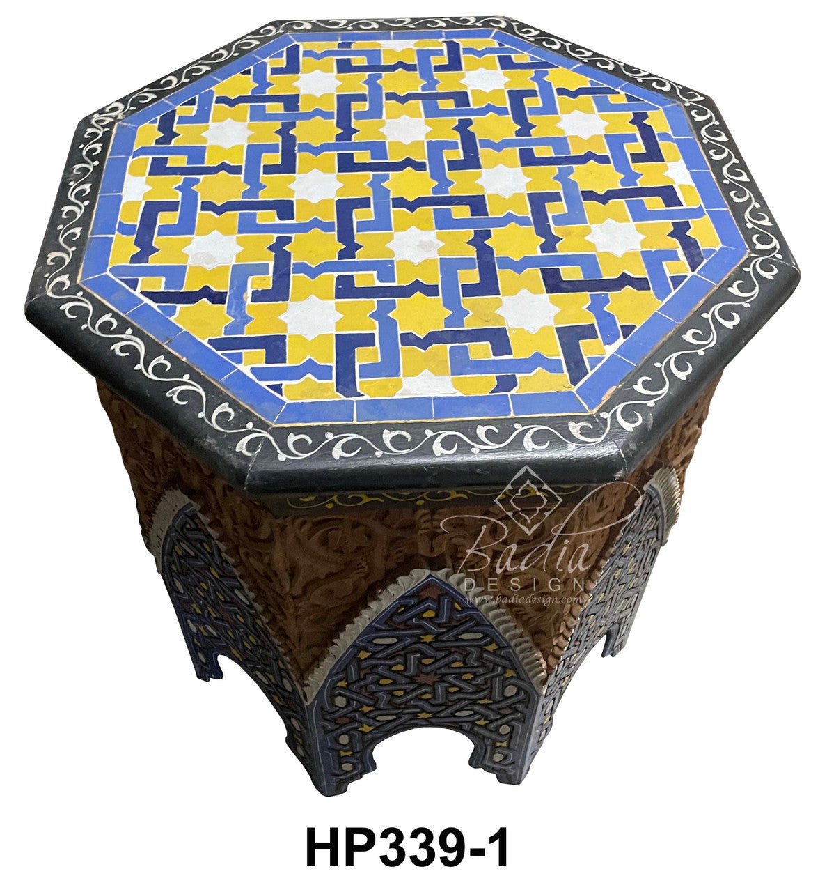 Hand Painted Side Table with Tile Top