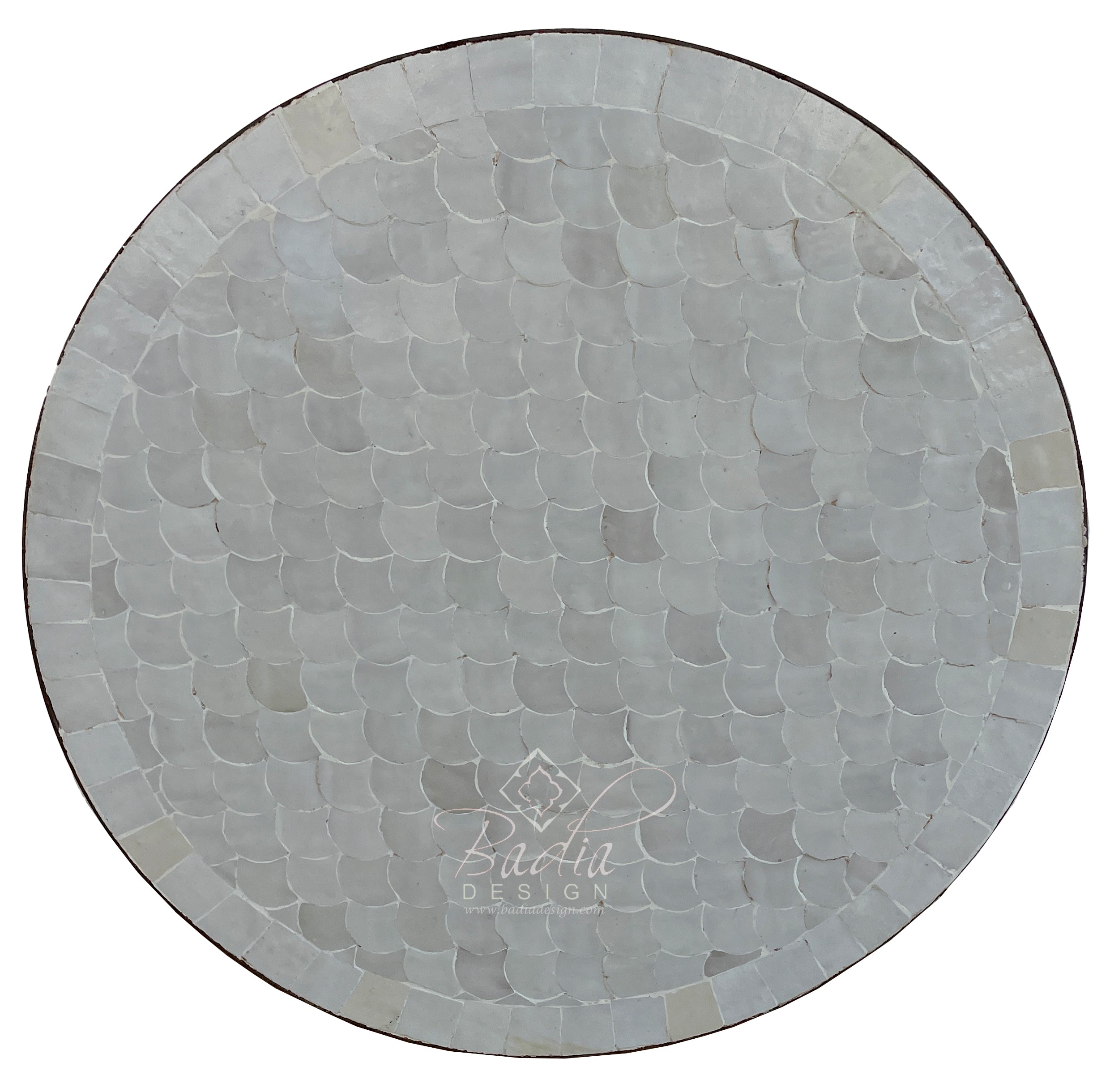 24" Intricately Designed Off White Round Tile Table Top