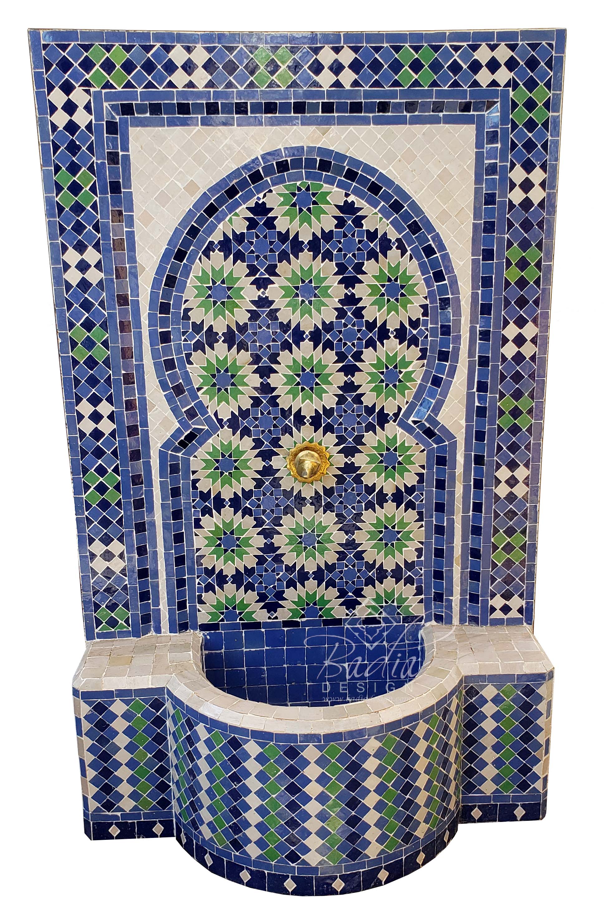 Blue Multi-Color Moroccan Mosaic Tile Water Fountain