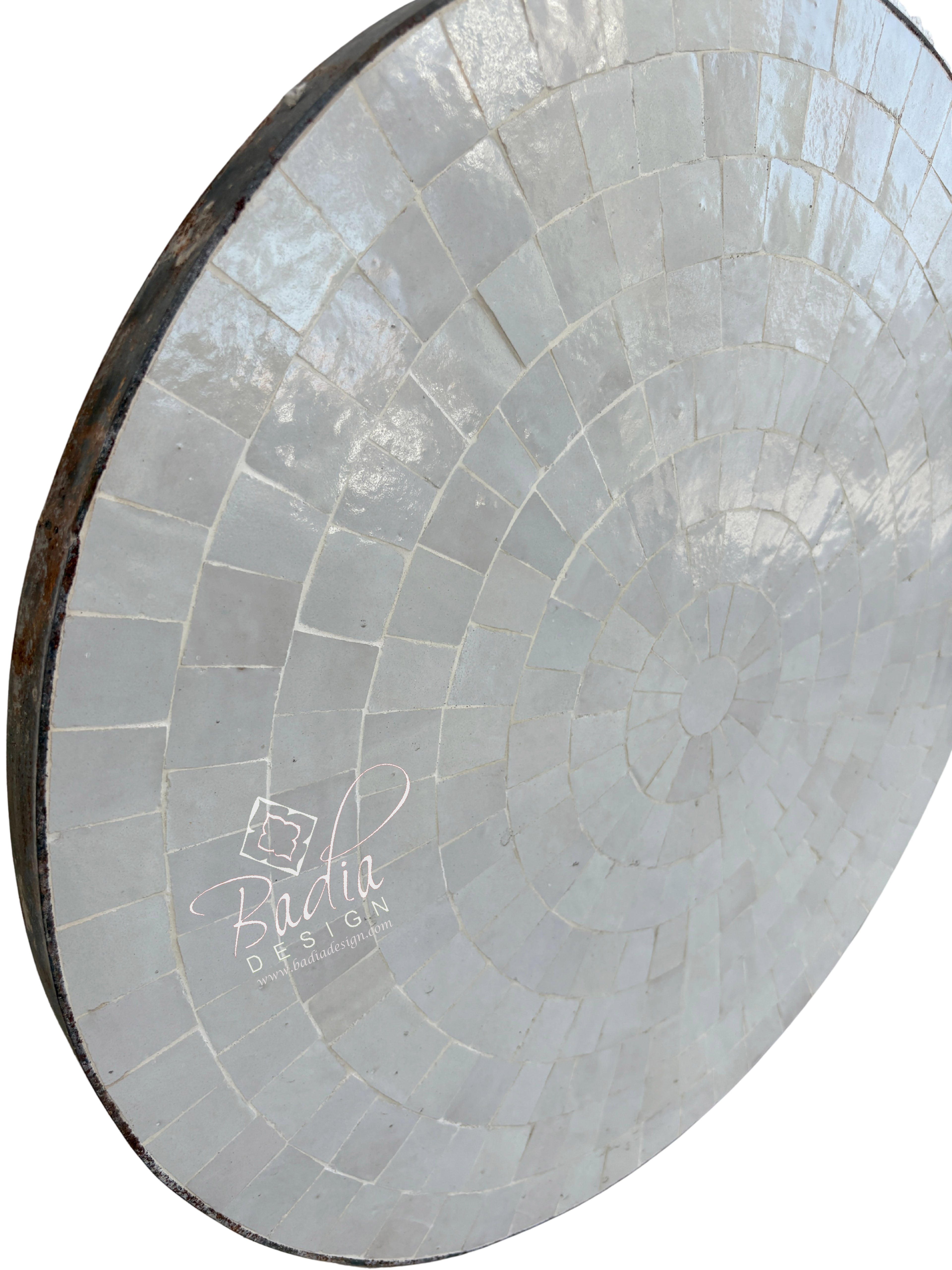 24" Round White Multi-Shade Tile Table Top