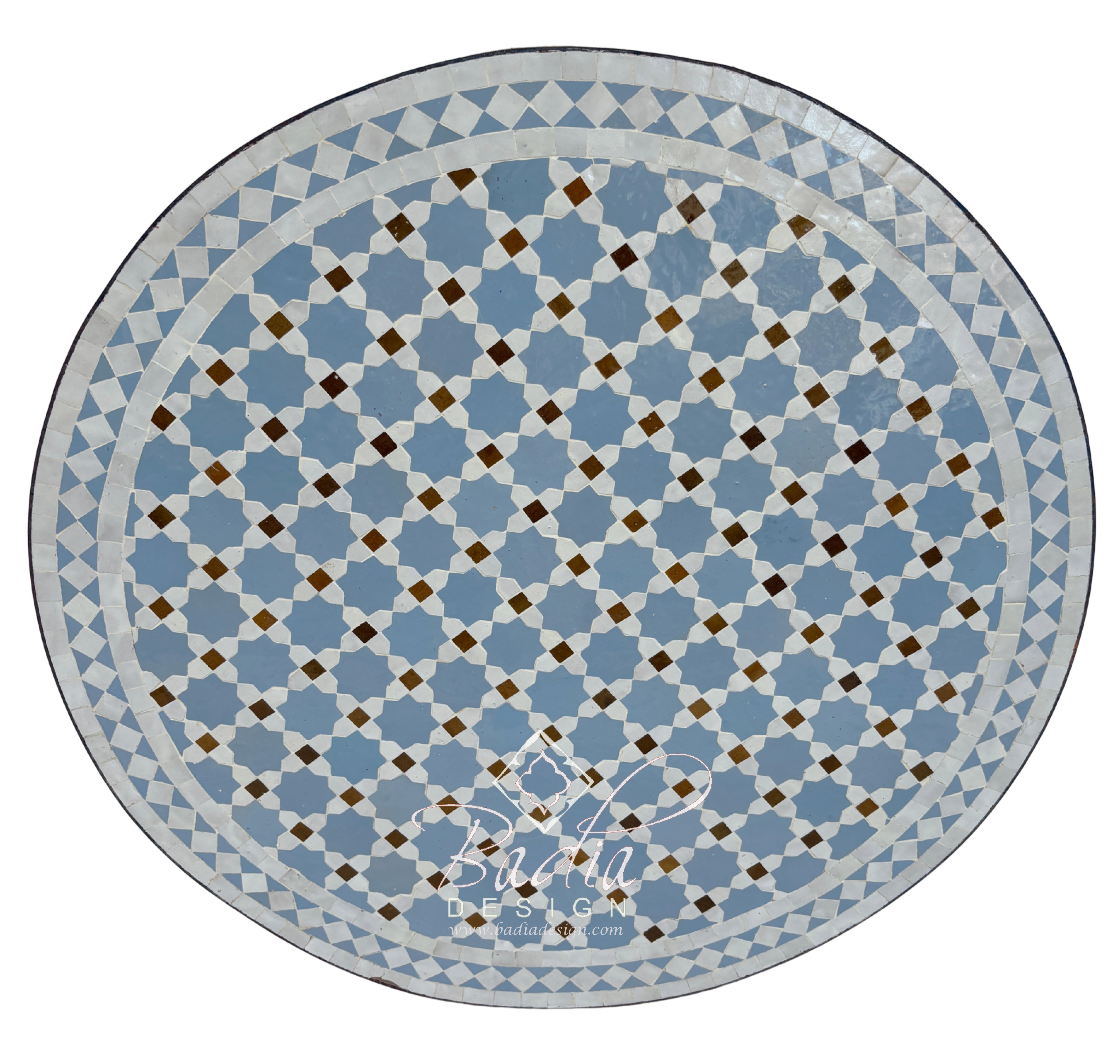 32" Blue and White Tile Table Top