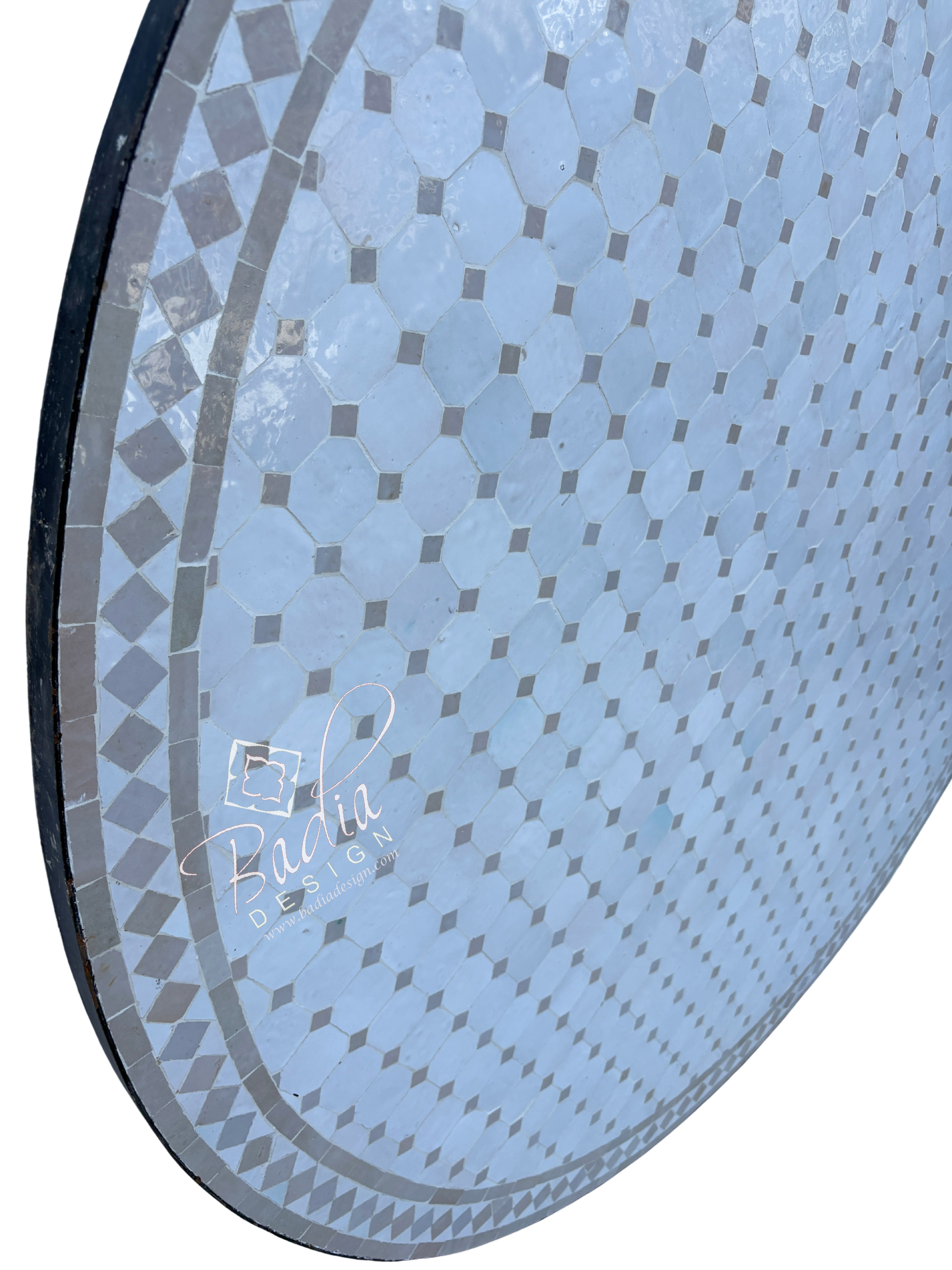 60" Beige and Off-White Tile Table Top