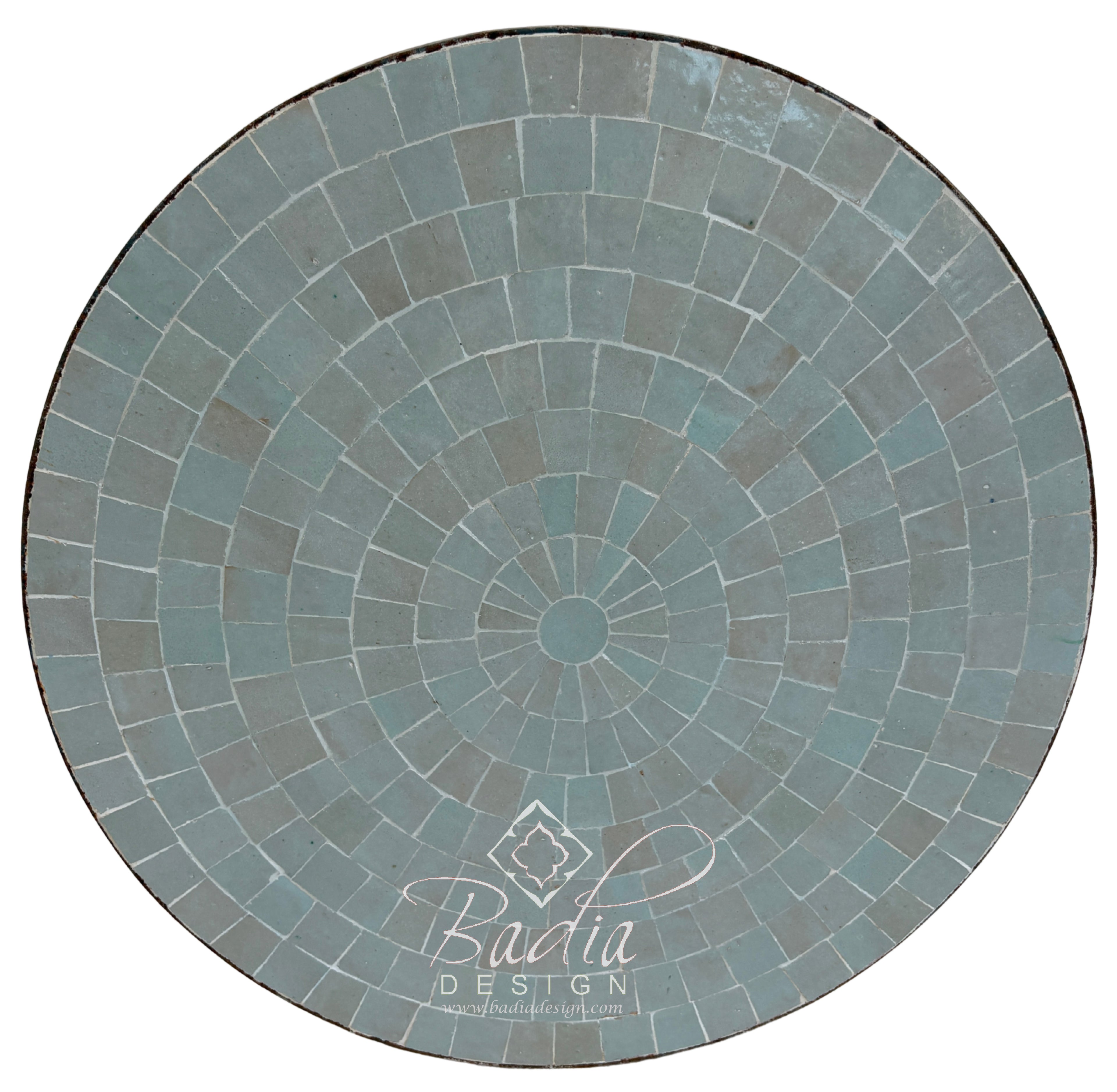 24" Round Gray Multi-Shade Tile Table Top
