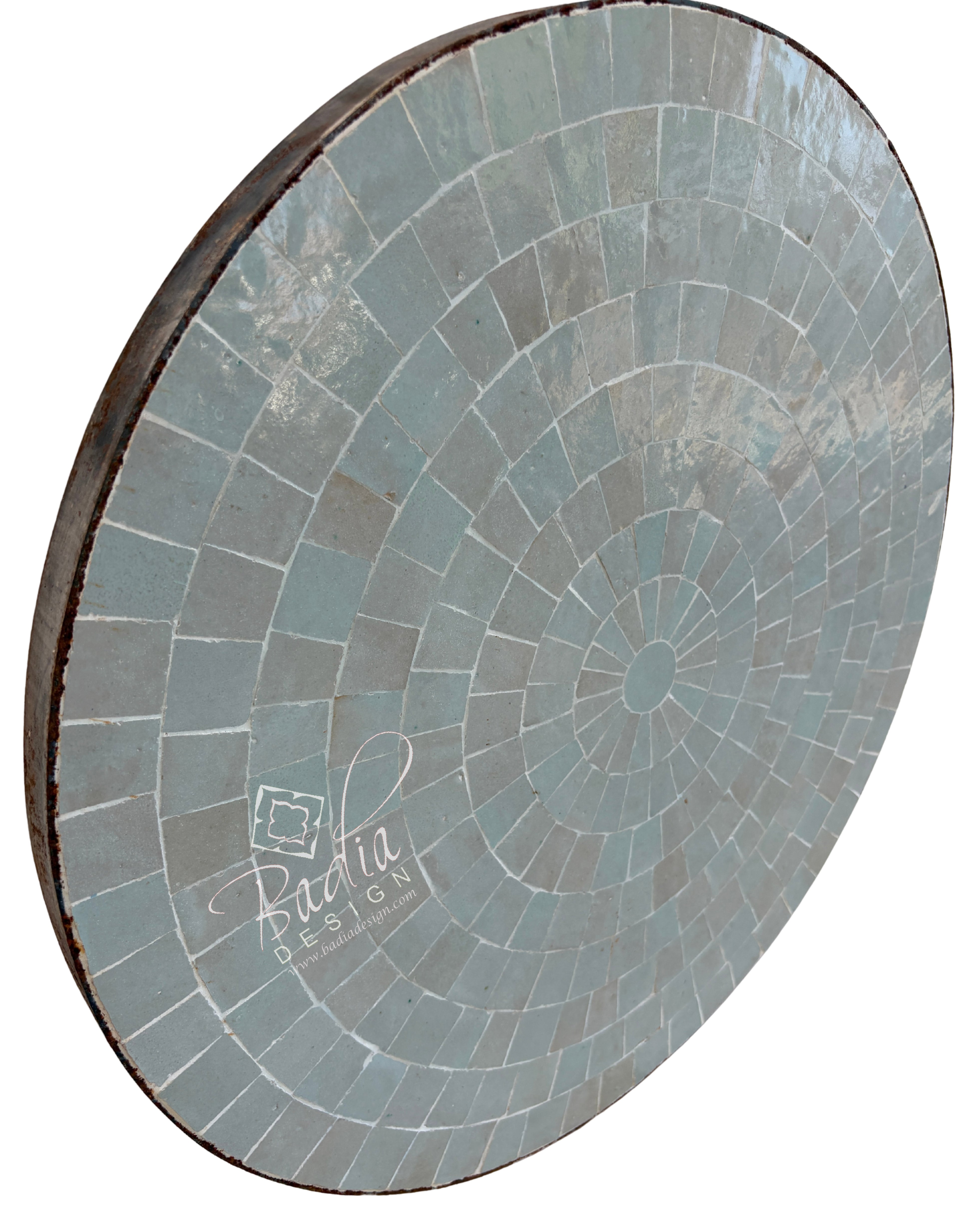 24" Round Gray Multi-Shade Tile Table Top