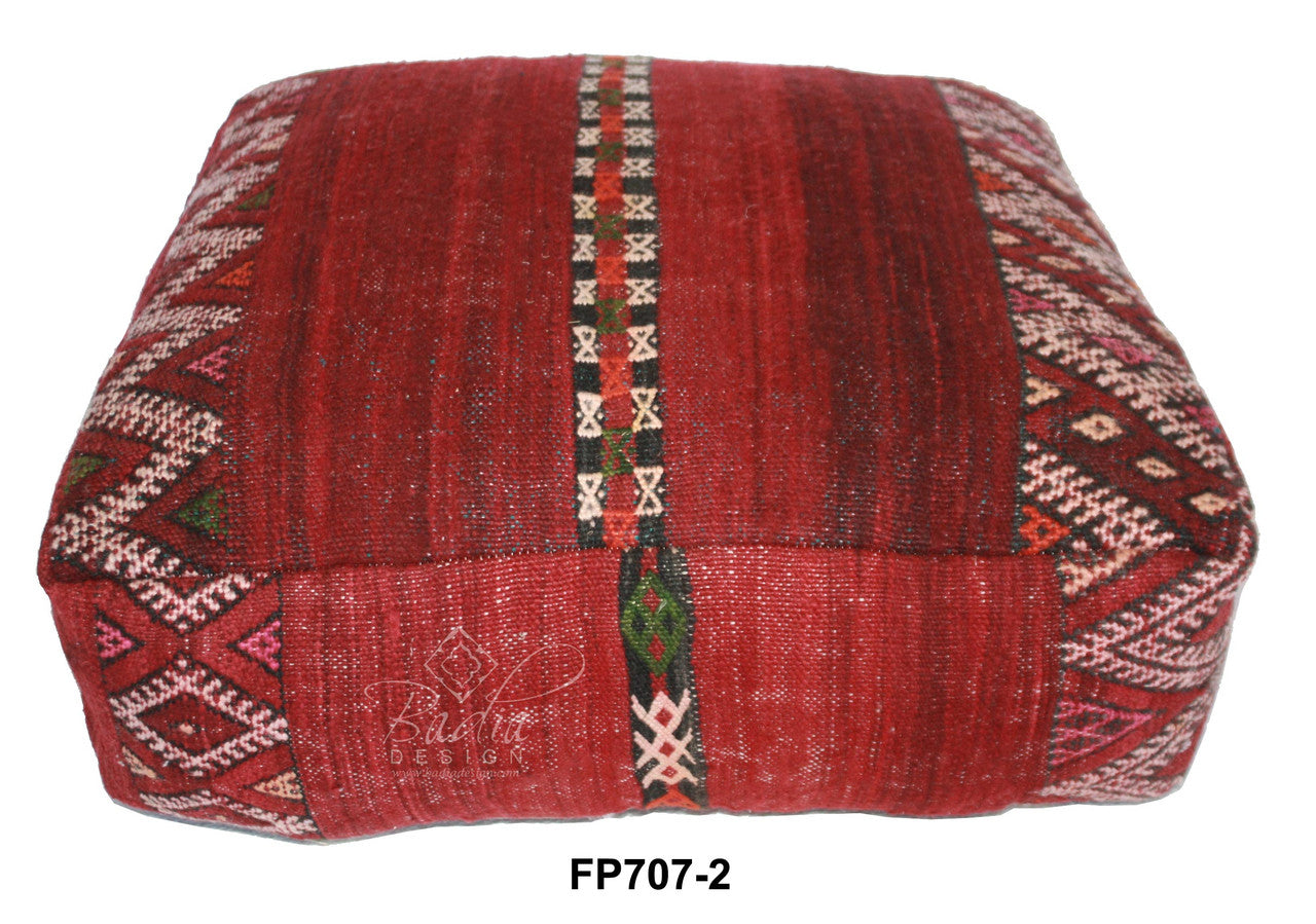 Square Shaped Kilim Ottoman