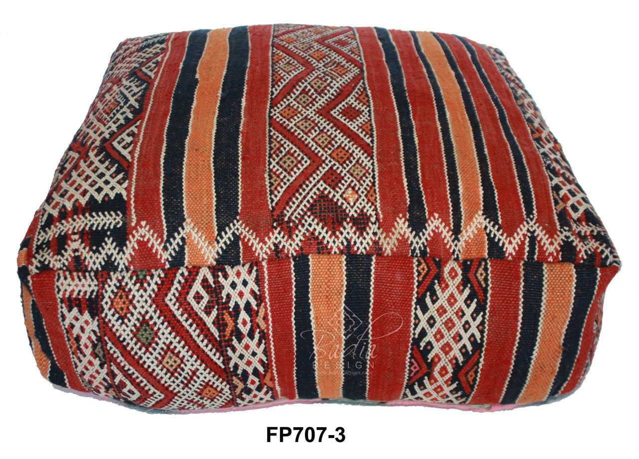 Square Shaped Kilim Ottoman